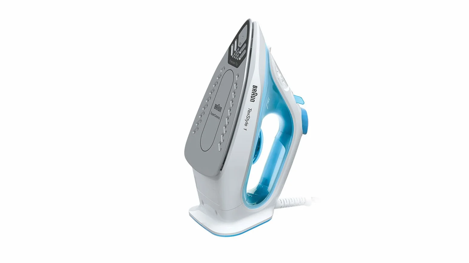 Braun TexStyle 1 SI 1050BL żelazko parowe z stopą żelazka SuperCeramic, pionowa para, 2000 W, niebieskie