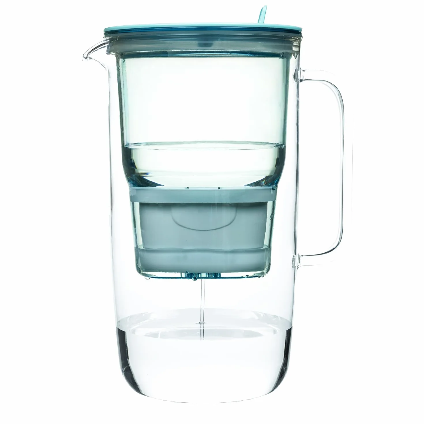 Aqualogis Etiuda 2.9L | Premium Szklany Dzbanek Filtrujący Wodę | z 1 Wkładem Pure+ | Jasno Niebieski | Redukuje nieprzyjemny zapach i smak