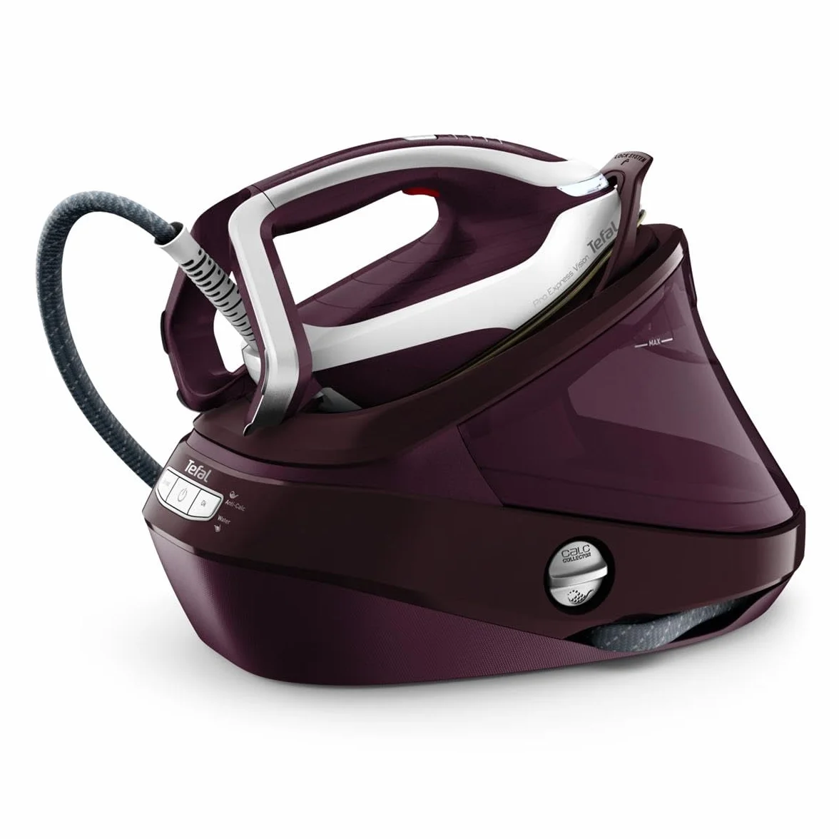 TEFAL Pro Express Vision GV9810, Generator pary, Stacja parowa, Moc 3000 W, Stały wyrzut pary 180 g/min, Podświetlenie LED, Opcja prasowania w pionie, Pojemnik na wode 1,2 L,