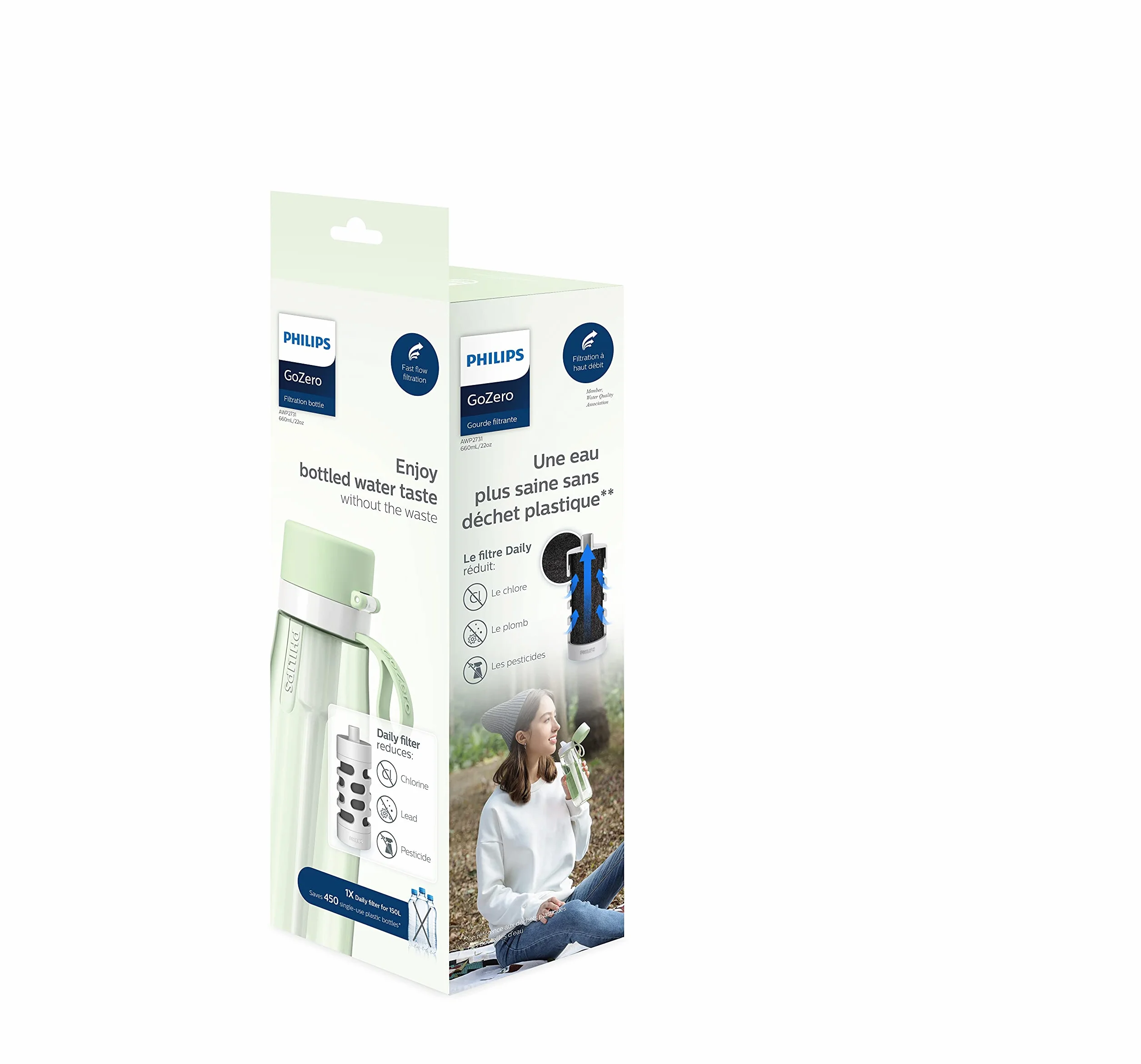 Philips Butelka Filtracyjna, Plastic, Zielony, 660 ml