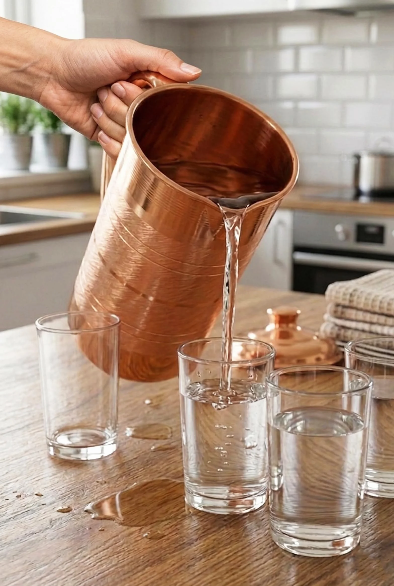 Dzbanek Na Wodę Z Czystej Miedzi Z Pokrywką 1500 Ml/50,7 Uncji Dzbanek Na Wodę Silver Touch Do Picia