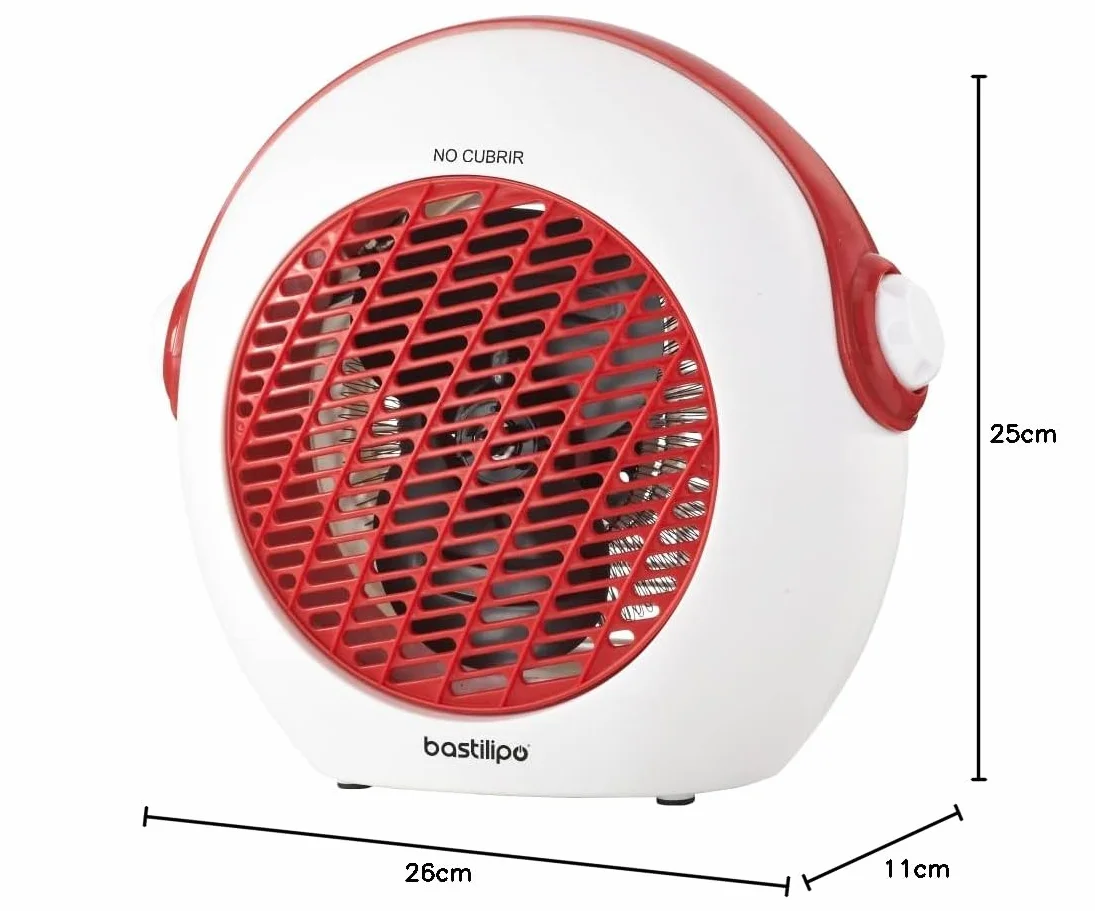 Bastilipo TERMOVENTYLATOR - 1000/2000W - Bardzo cichy, system 7-łopatkowy, funkcja świeżego powietrza na lato, urządzenie zapobiegające przewróceniu, regulowany termostat