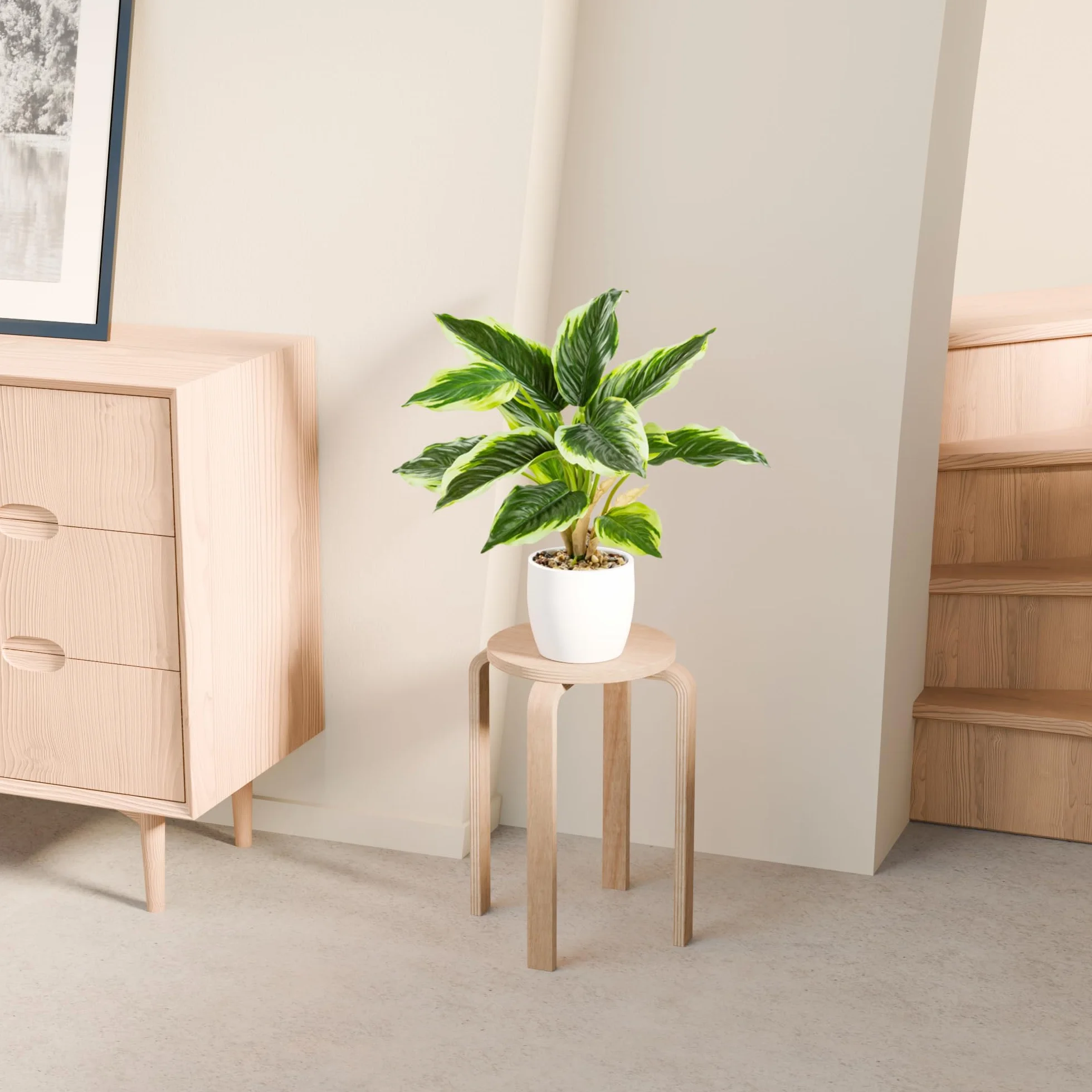 PASCH Zestaw 2 sztucznych roślin tropikalnych jak prawdziwe (38 cm) w białych doniczkach ceramicznych | sztuczne rośliny jak prawdziwe | sztuczna roślina duża | sztuczna roślina | sztuczne rośliny
