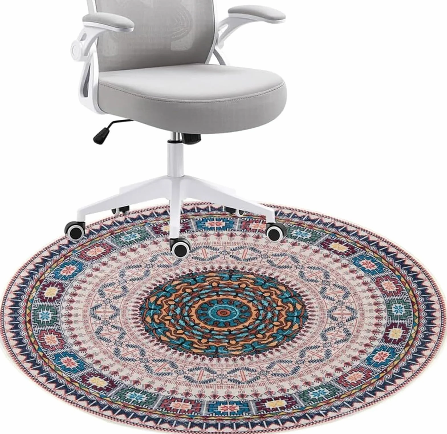 Mata Na Krzesło Biurowe Do Podłóg Z Twardego Drewna, Vintage Bohemian Gaming Rolling Chair Mat, Ochraniacz Na Dywan Biuro Dywan Mata Podłogowa(Brown,80 * 80cm)