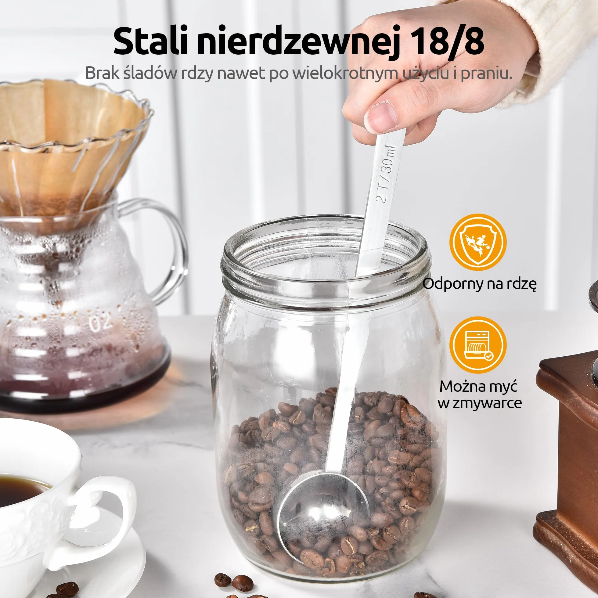 U-Taste Łyżki miarowe ze stali nierdzewnej 18/8 17,4cm Zestaw 2 sztuk 15 i 30ml do kawy