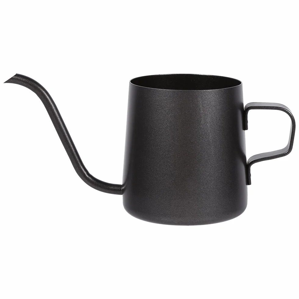 Czarny dzbanek do kawy ze stali nierdzewnej z długą wylewką łabędzia szyi, idealna kontrola przepływu, 250 ml/350 ml (250 ml)