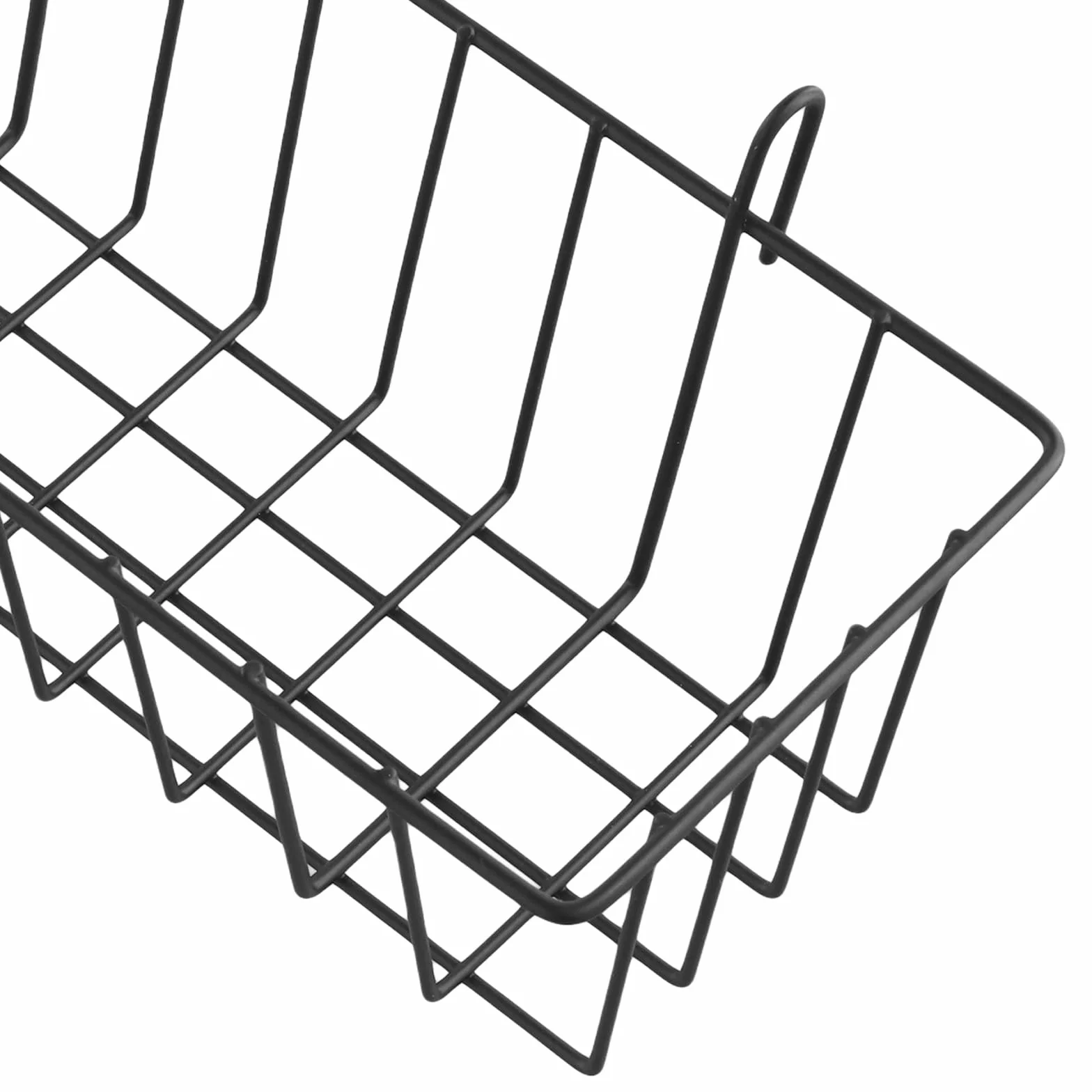 6 sztuk koszyków siatkowych do zawieszenia, 31,5 x 10 x 7,5 cm, czarny, metalowy kosz z haczykami do kratki ściennej