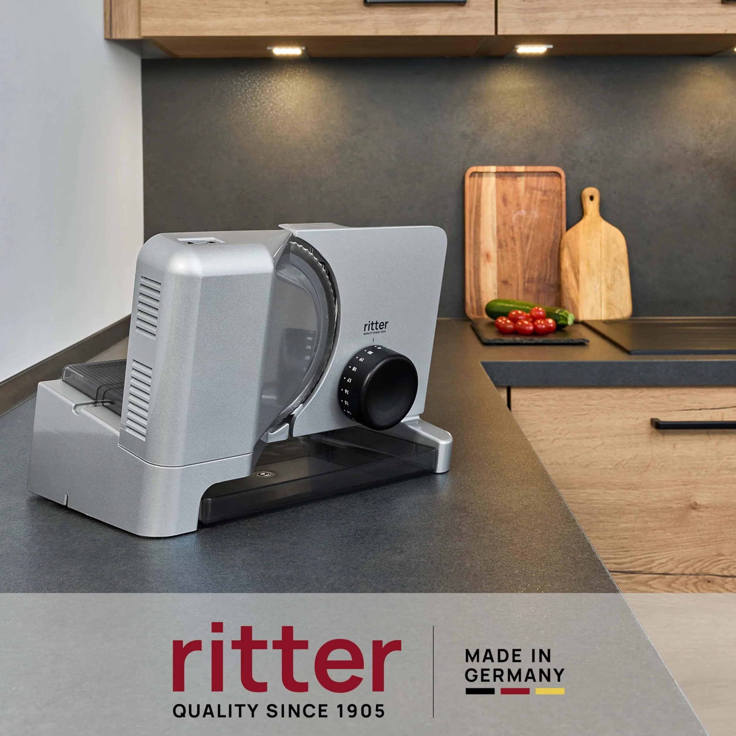 Ritter E 16 Elektryczna Krajalnica, Silnik Eco, Srebrny Metaliczny