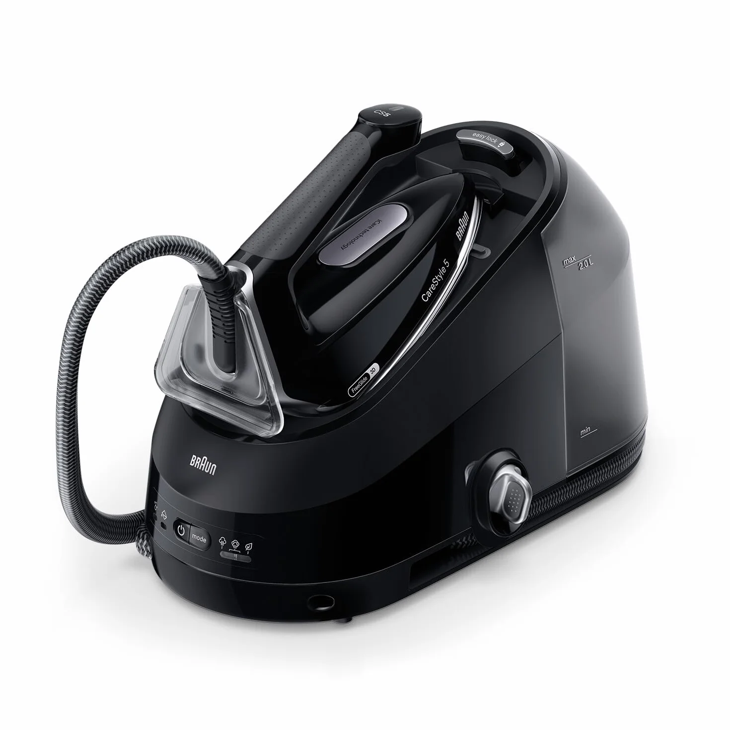 Braun CareStyle5 IS5249BK żelazko z kotłem z 5 lat serwisu, 150 g/min Para, szybkie ogrzewanie, tryb iCare, pionowe prasowanie, zdejmowany zbiornik 2L, 2400 W, czarny