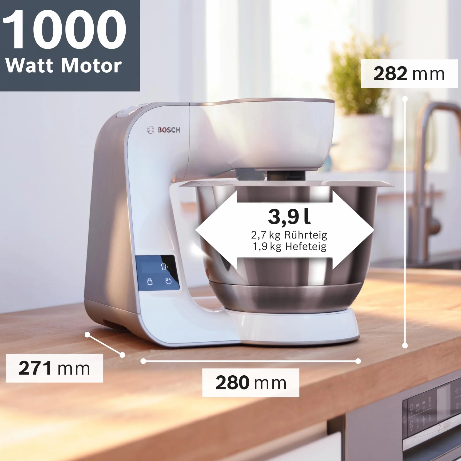 Bosch Hausgeräte MUM5XW20 MUM 5 Robot Kuchenny, Stal Nierdzewna/Tworzywo Sztuczne, 1000 W, 3,9 Litra, Biały/Szary