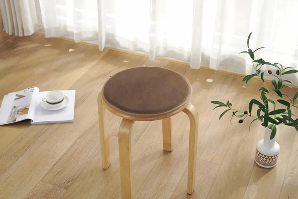 Okrągłe poduszki na krzesła 30 CM / 34 CM / 40 CM Okrągłe poduszki do siedzenia Antypoślizgowe stołki Podkładki z krawatami Bar Wysokie taborety kuchenne Poduszki na krzesła 1/2/4 paczek (kolor: brązo