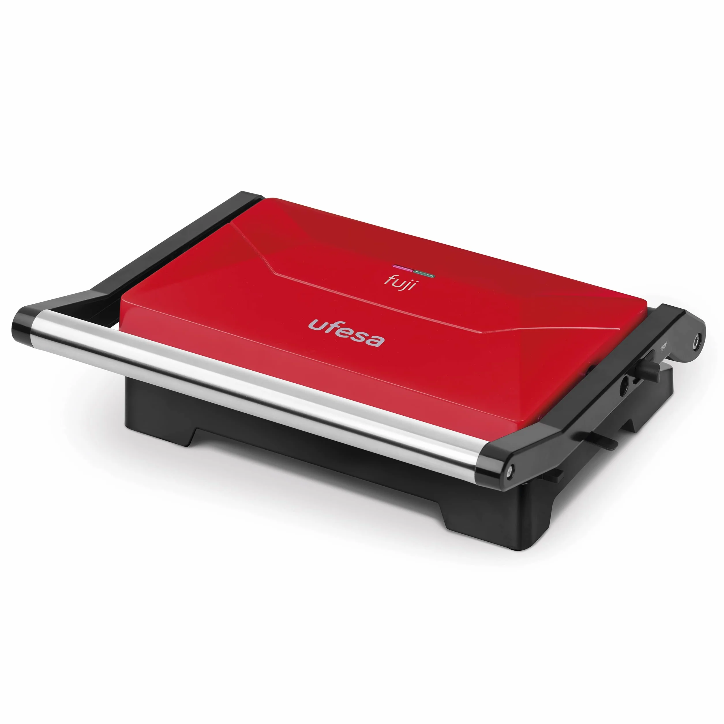 Ufesa PR1000 Fuji grill elektryczny, Panini Press, 1000 W, płyty z powłoką zapobiegającą przywieraniu, otwór 180 stopni, uchwyt Cold Touch