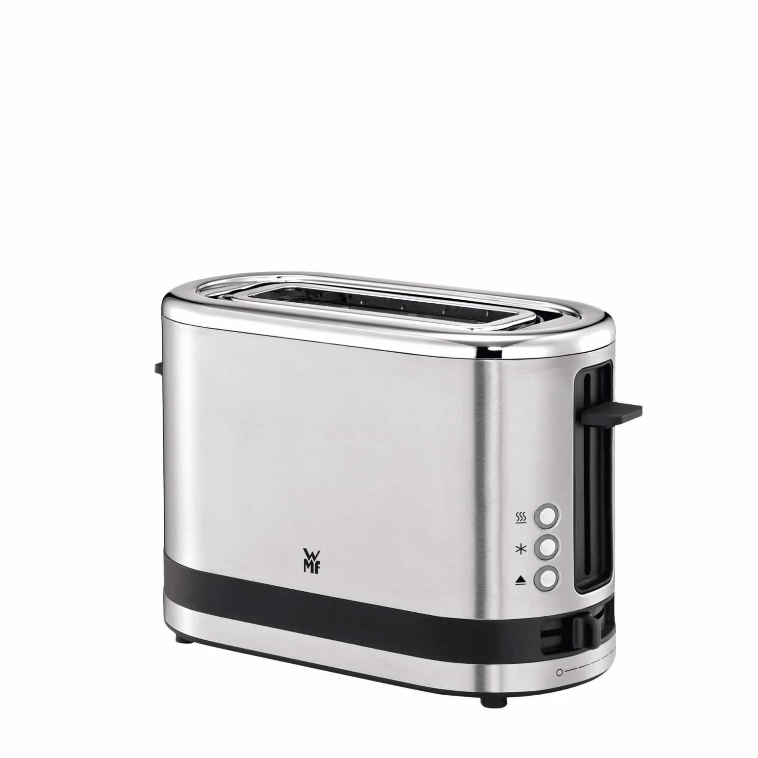 WMF Küchenminis toster na 1 kromki, długa szczelina, XXL-Tost, nakładka na bułki, 7 stopni opiekania, zabezpieczenie przed przegrzaniem, 600 W, stal nierdzewna, matowa