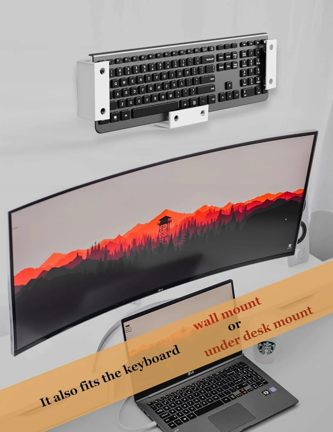 sciuU Wielofunkcyjne stojaki pod biurkiem - schowek na laptopa, tablet, klawiaturę itp. Oszczędza miejsce pracy - instalacja śrubowa lub taśma klejąca