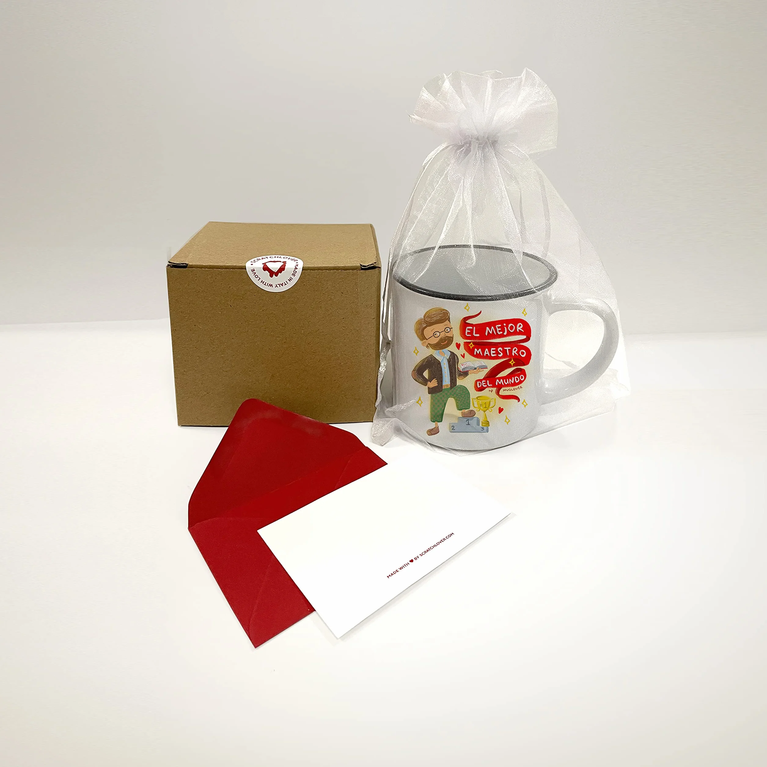 Miłośnik kubek - El Mejor Maestro del Mundo (ESPAÑOL) - Pomysł na prezent taza, tarjeta de felicitación z sobre y bolsita de organza
