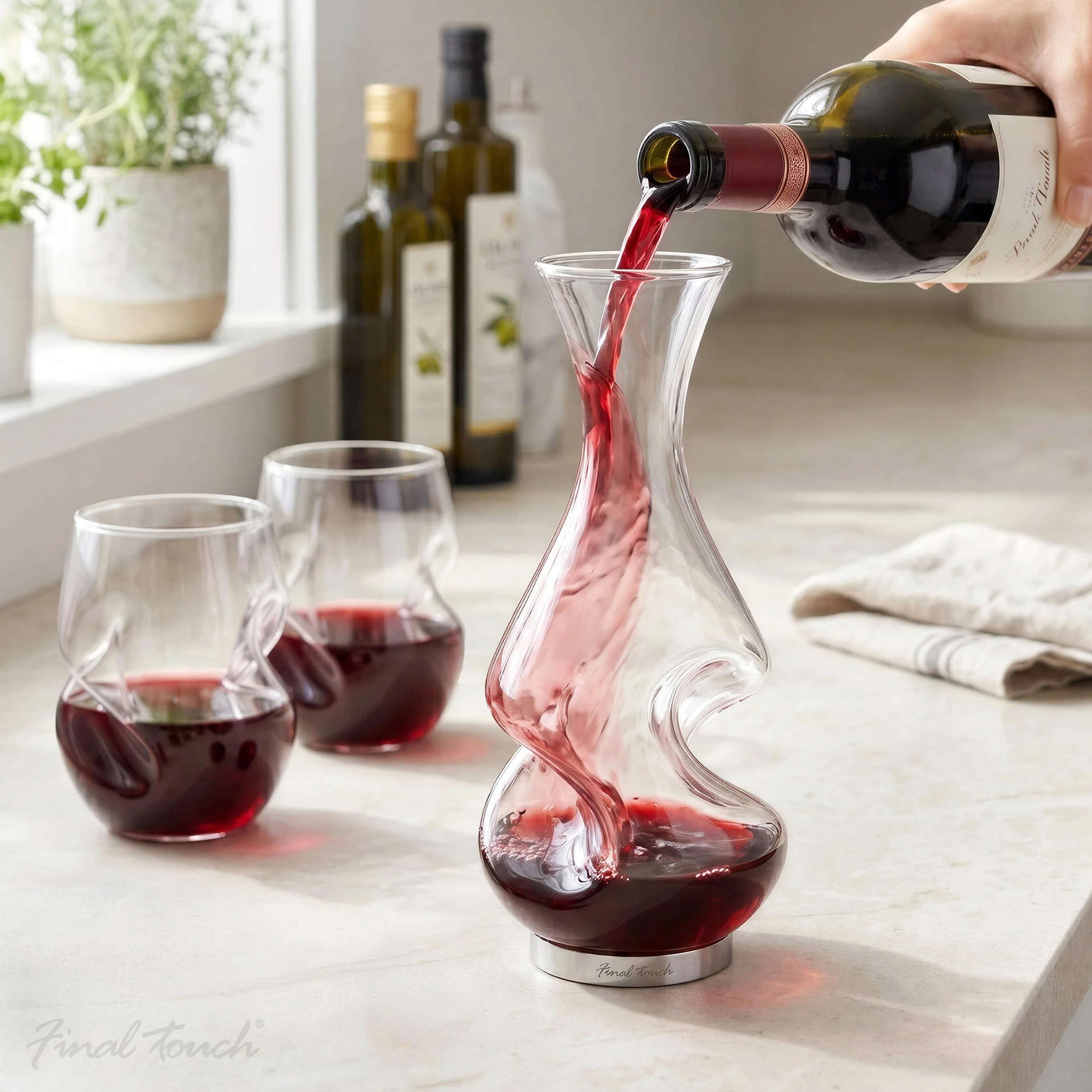 Final Touch Conundrum karafka do wina napowietrzacz prezent do picia, przezroczysty, 375 ml