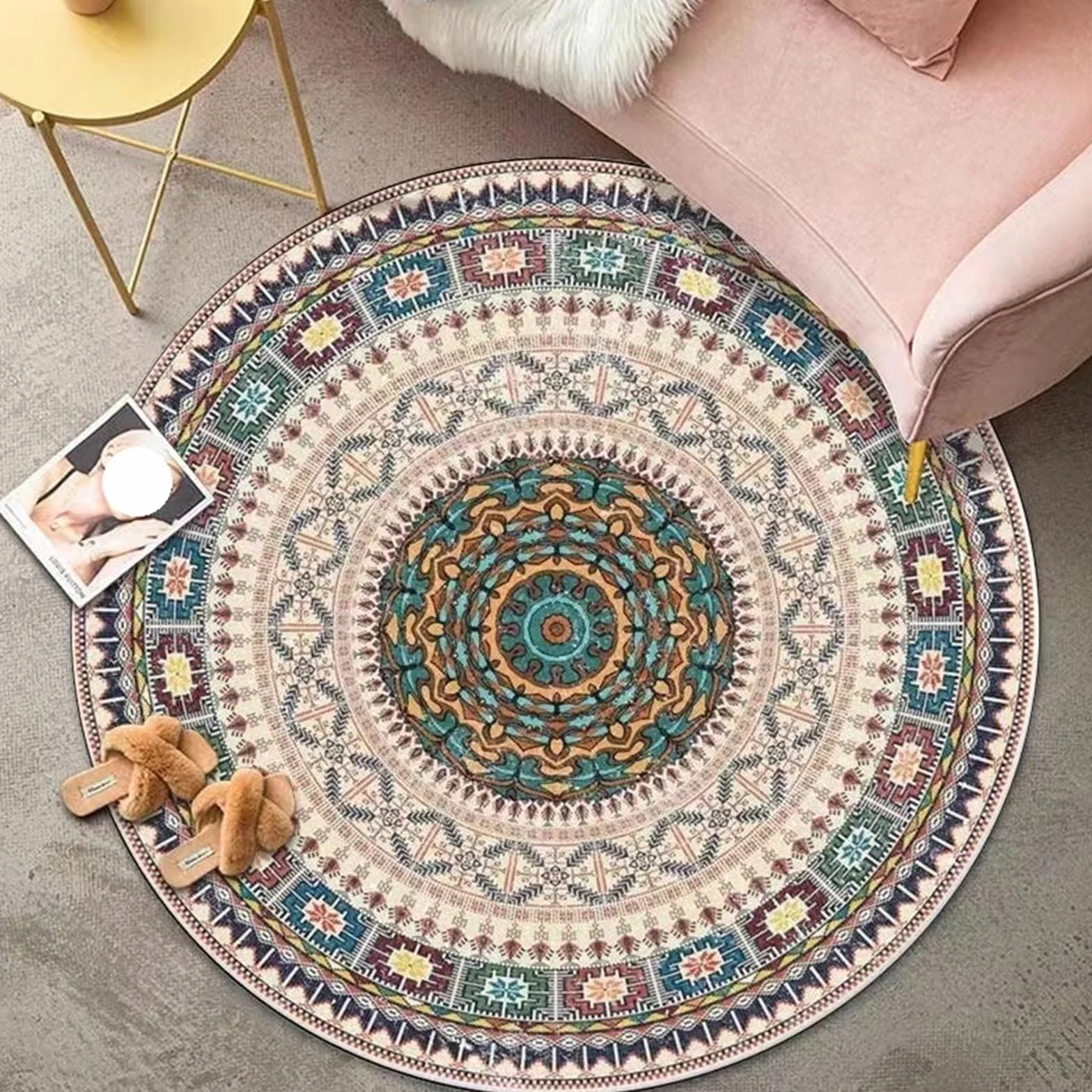 Mata Na Krzesło Biurowe Do Podłóg Z Twardego Drewna, Vintage Bohemian Gaming Rolling Chair Mat, Ochraniacz Na Dywan Biuro Dywan Mata Podłogowa(Brown,80 * 80cm)
