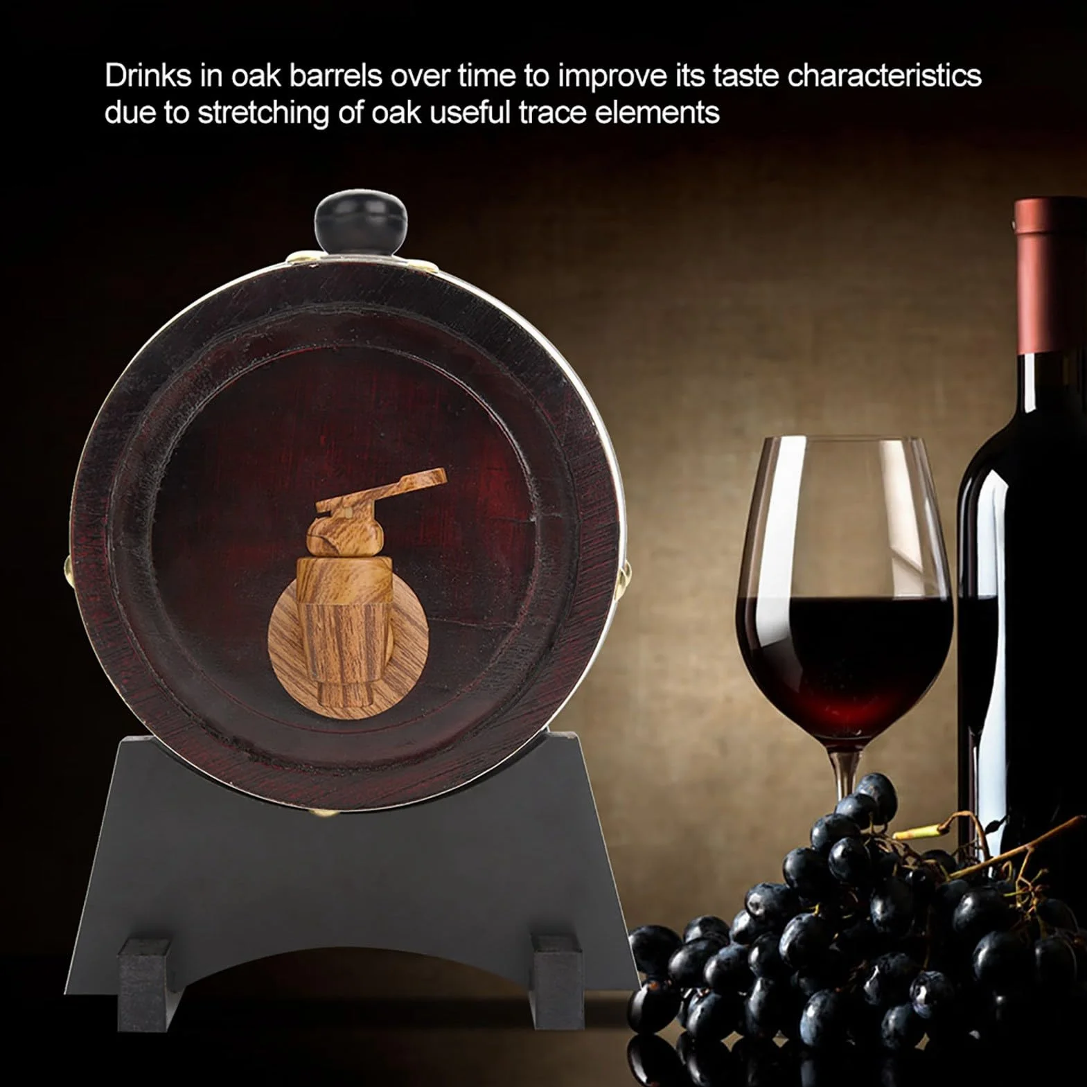 Ausla Beczka na wino z drewna dębowego Vintage na piwo, whisky, rum, porto, 1,5 l, 20 x 13,8 x 19,5 cm / 7,9 x 5,4 x 7,7 cala