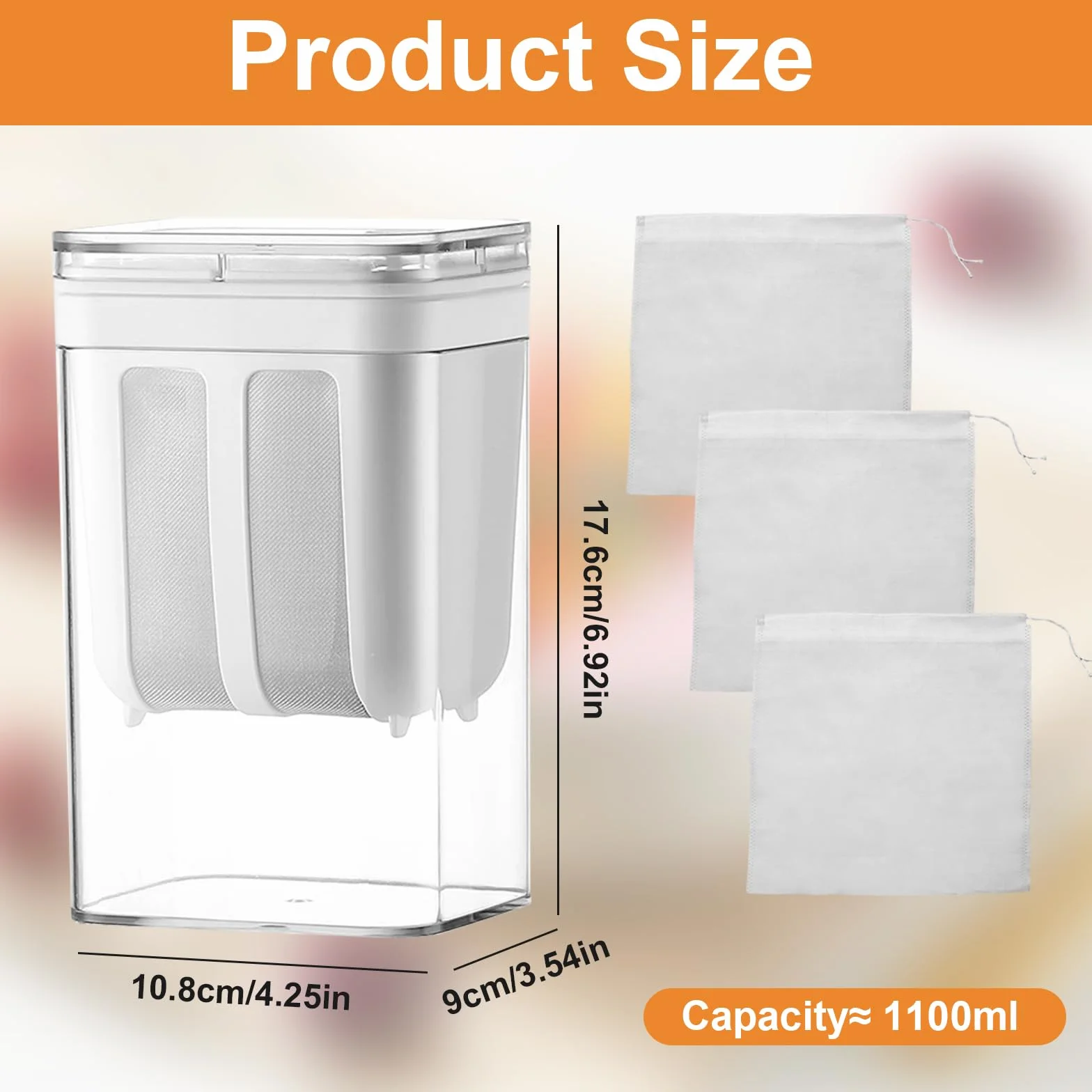 Greckie sitko do jogurtu 1100 ml, urządzenie do przygotowywania jogurtu z pokrywką i drobnym sitkiem ze stali nierdzewnej, wielokrotnego użytku, separator serwatki do produkcji greckiego jogurtu, sera