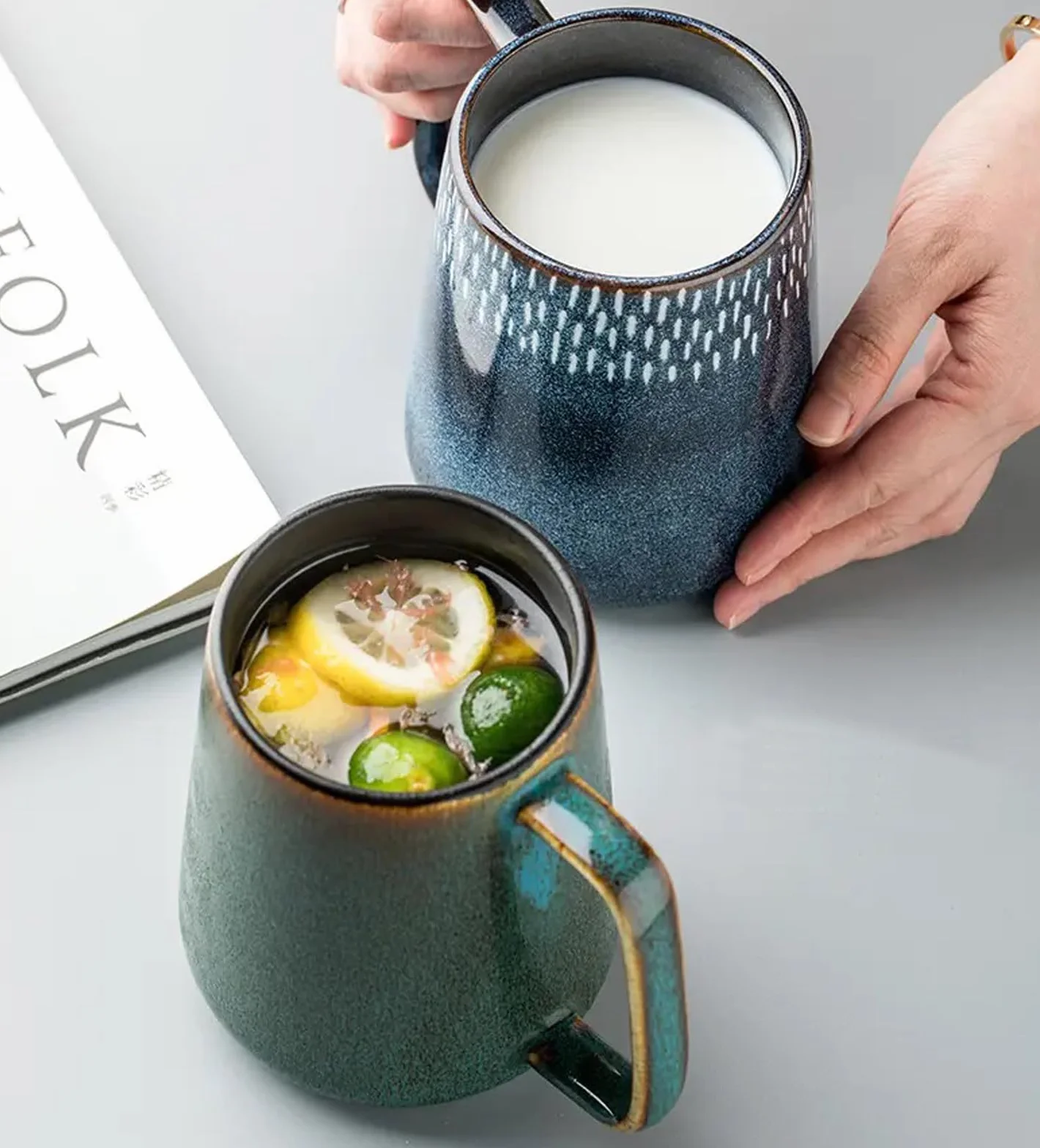 Kubek do kawy 700 ml ceramiczny cappuccino, XXL z uchwytem, porcelana, NO101