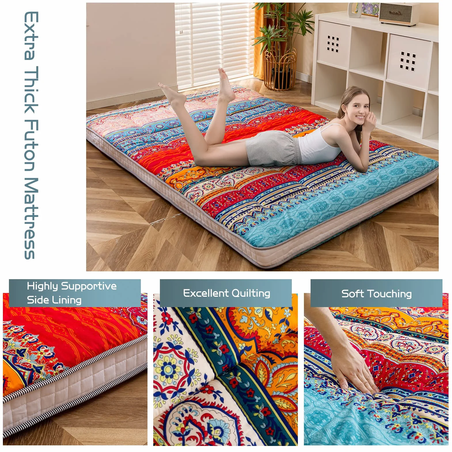 MAXYOYO Materac futon 150x200 cm przenośne łóżko kempingowe japońska mata do tatami