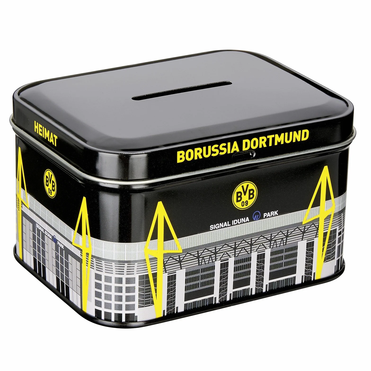 Borussia Dortmund, Metalowa skarbonka BVB, czarna, żółta, biała, 0