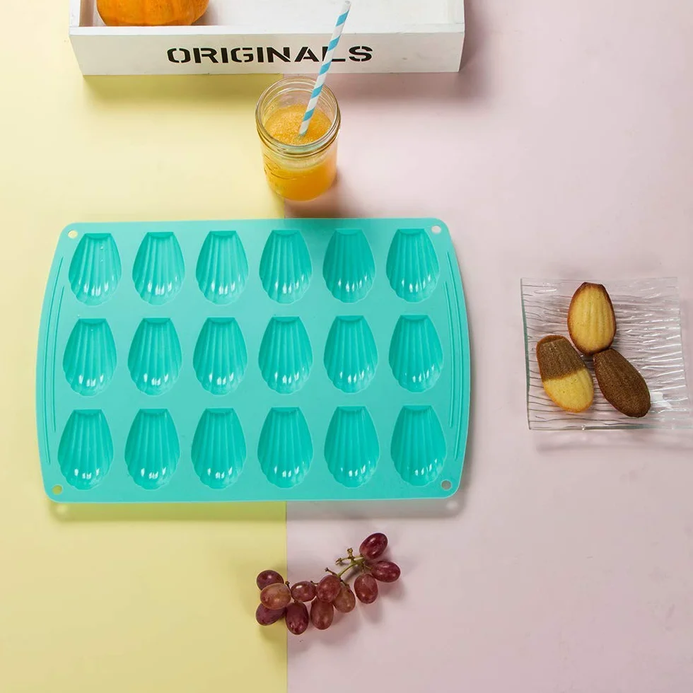 webake Madeleine silikonowe formy do pieczenia, z powłoką zapobiegającą przywieraniu, 18 zagłębień