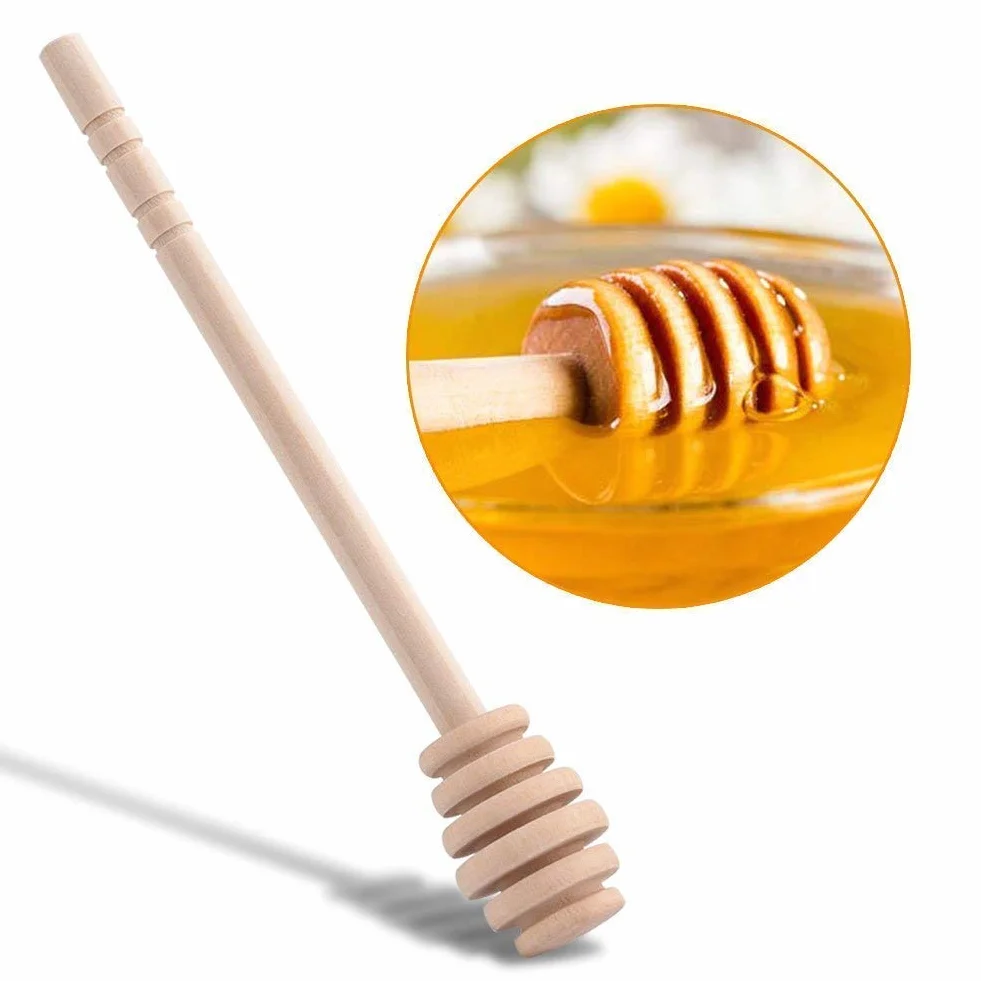 Fdit 50 szt./zestaw domowy drewniany przenośny mini dżemowy miód dipper słoik dozownik zbierania mieszający pręt do mieszania Mino dozowanie Drizzle Miód (10 cm)