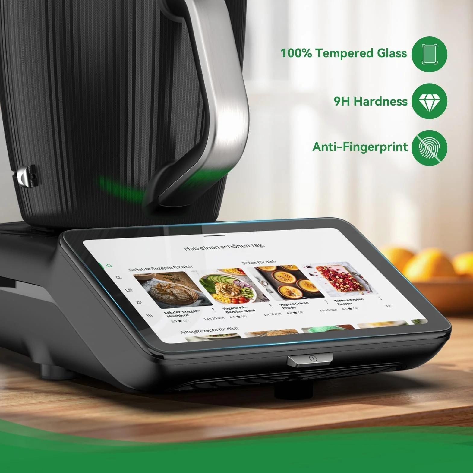 2 Sztuki Ochrona Ekranu do Vorwerk Thermomix TM7, Szkło Hartowane 9H, ultraprzezroczysta folia ochronna na wyświetlacz folia TM7 akcesoria, Anty-Zarysowanie, Łatwy Montaż z Narzędziami