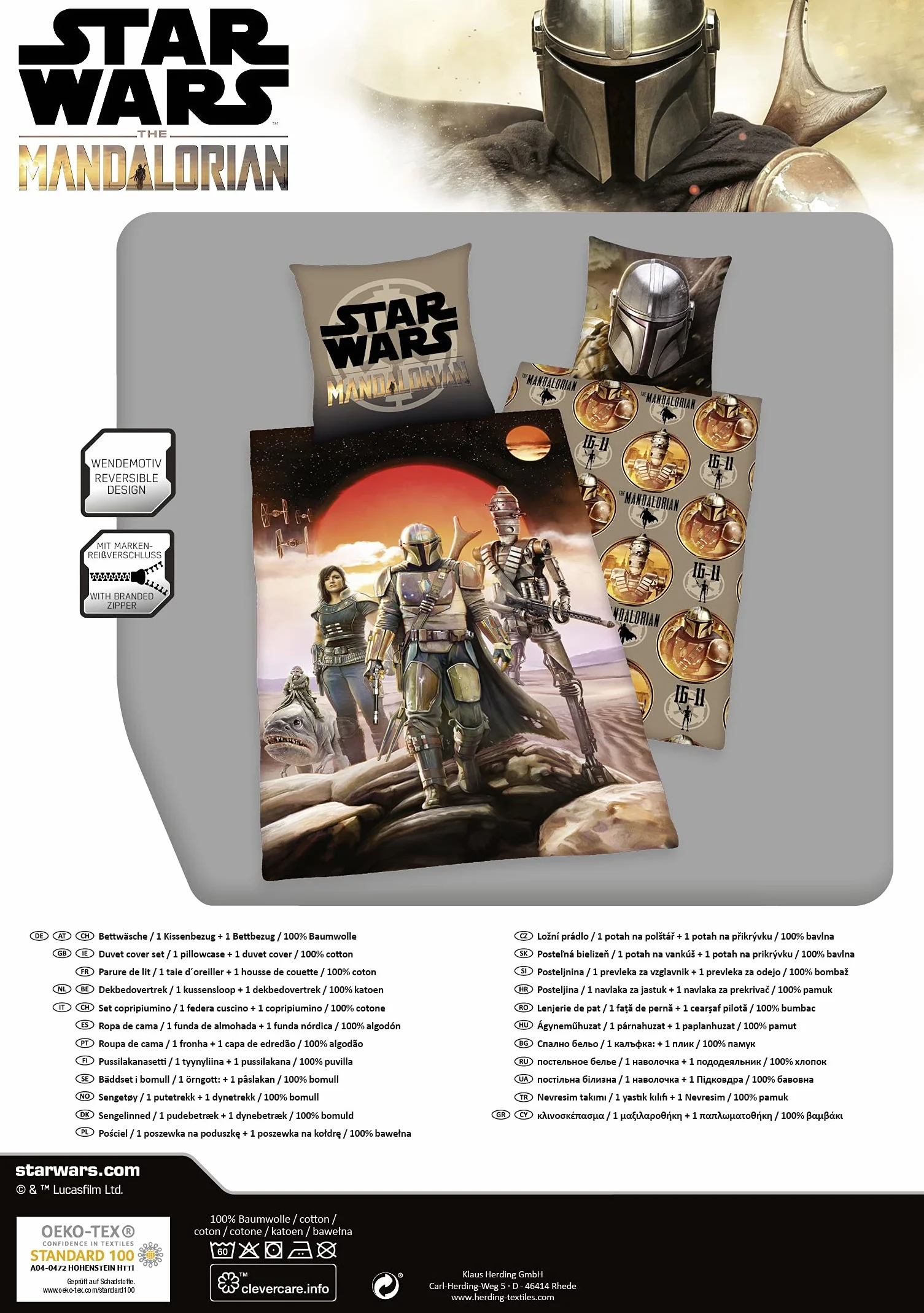 Star Wars Mandalorian komplet pościeli 140x200 cm bawełna Renforcé