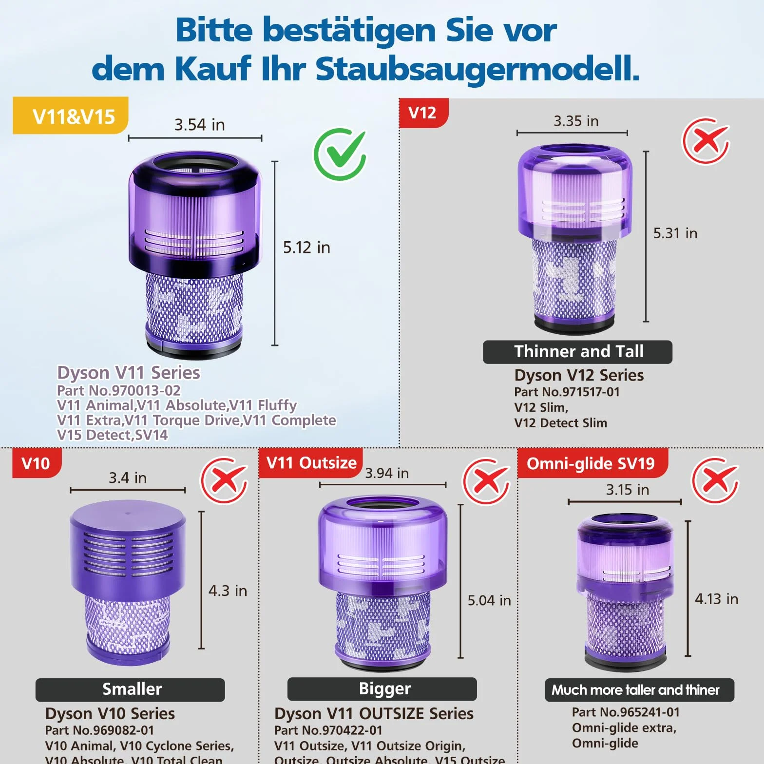 Filtr do Dyson V11, 3 sztuki zamiennych filtrów do odkurzacza akumulatorowego Dyson V11 Animal/Absolute/Torque Drive/Fluffy/Extra/Complete Pro/ V15 Detect/ SV14 SV17 SV22 odkurzacz akumulatorowy