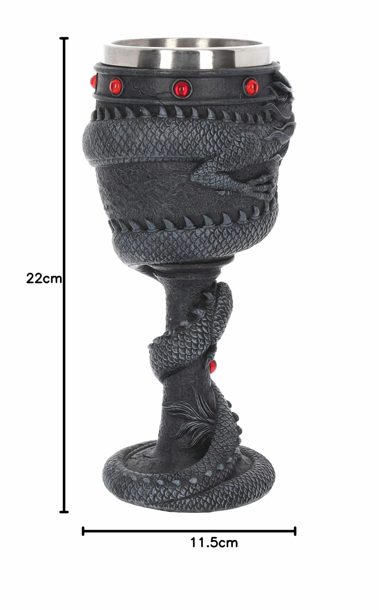 Nemesis Now Smocza cewka kielich 20 cm czarny, żywica z wkładką ze stali nierdzewnej, 1 szt. (1 opakowanie)