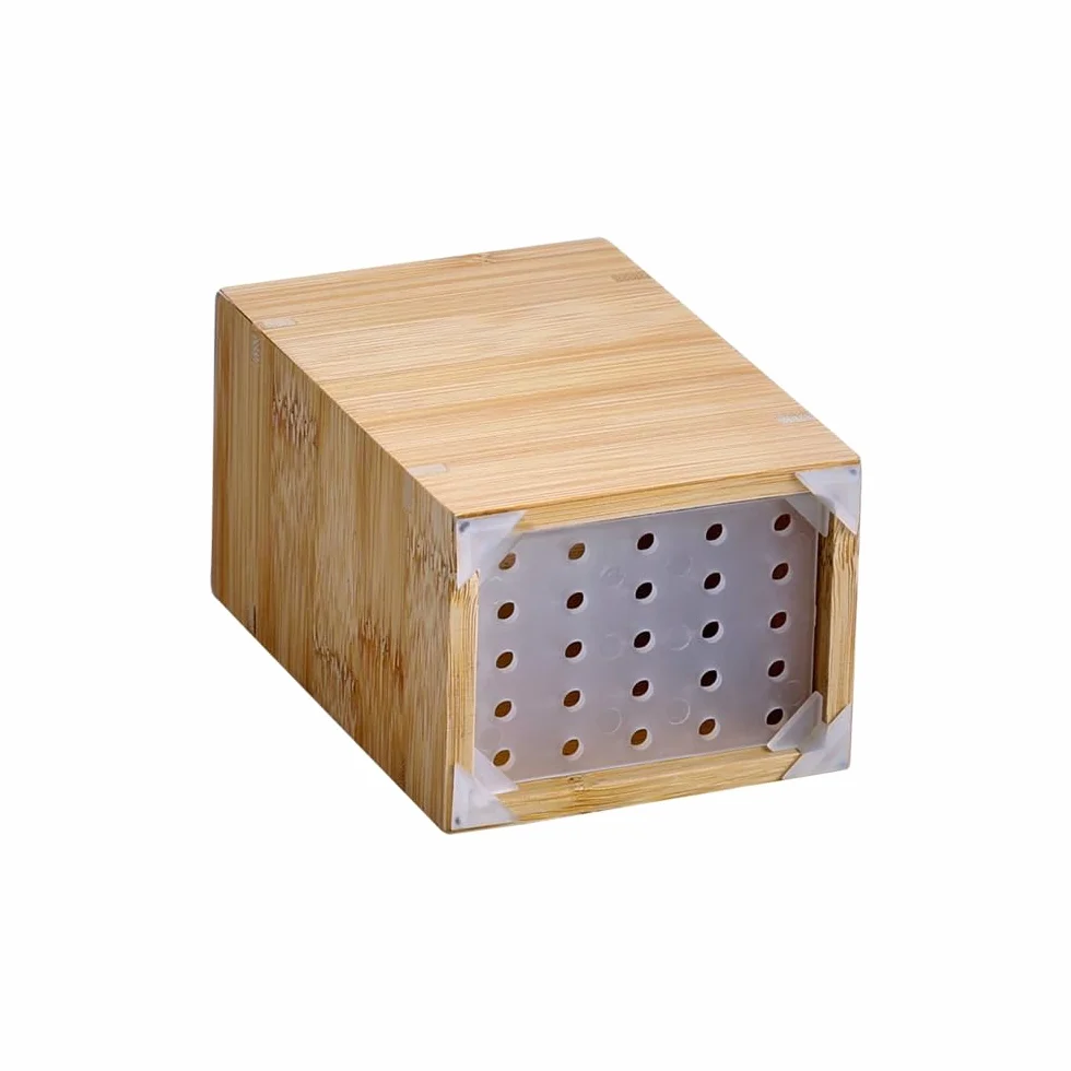 KESPER | Uchwyt na szczoteczki do zębów z kratką odpływową, materiał: bambus, wymiary: 8,5 x 6,5 x 12 cm, kolor: naturalny brąz | 19401