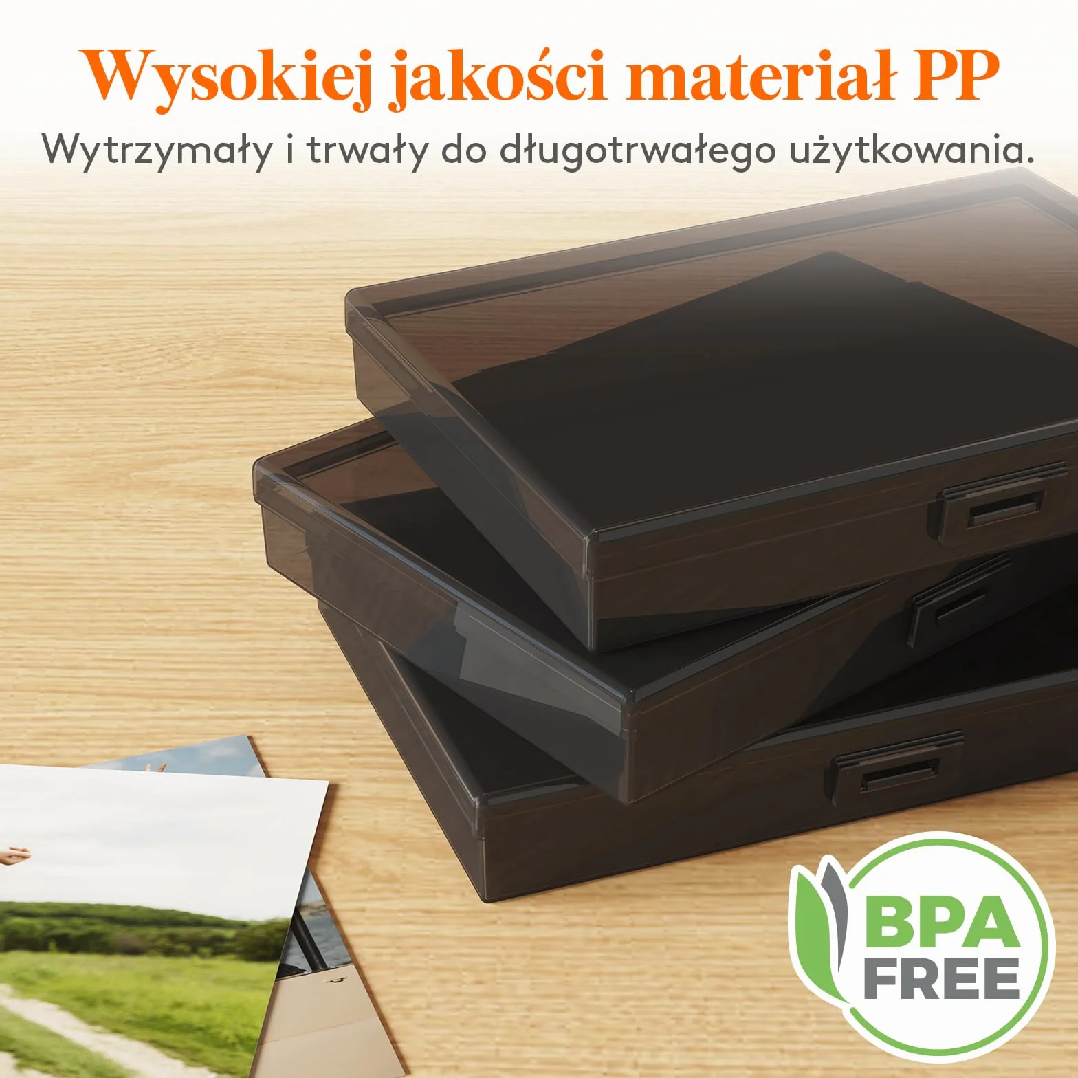 Lifewit Pojemnik do Przechowywania Zdjęć 10 x 15 cm Pojemnik na Zdjęcia, 18 Wewnętrznych Miejsc na zdjęcia, Czarny Pudełka na Przechowywanie, Plastikowy Organizer z Naklejką Etykiety 1-arkuszowej