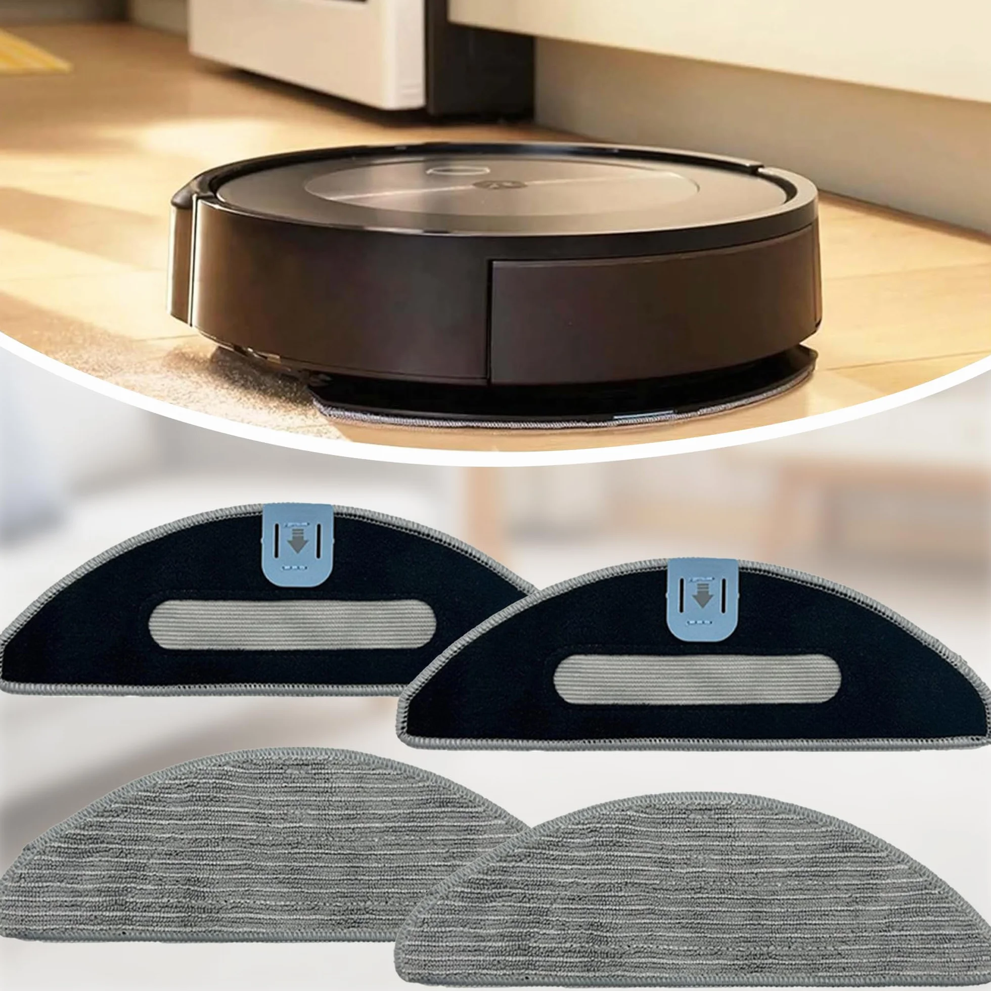 Zestaw 4 wymiennych ściereczek do robota iRobot Roomba Combo i5, i5+, j5+, J5+, wielokrotnego użytku, zmywalne, z mikrofibry