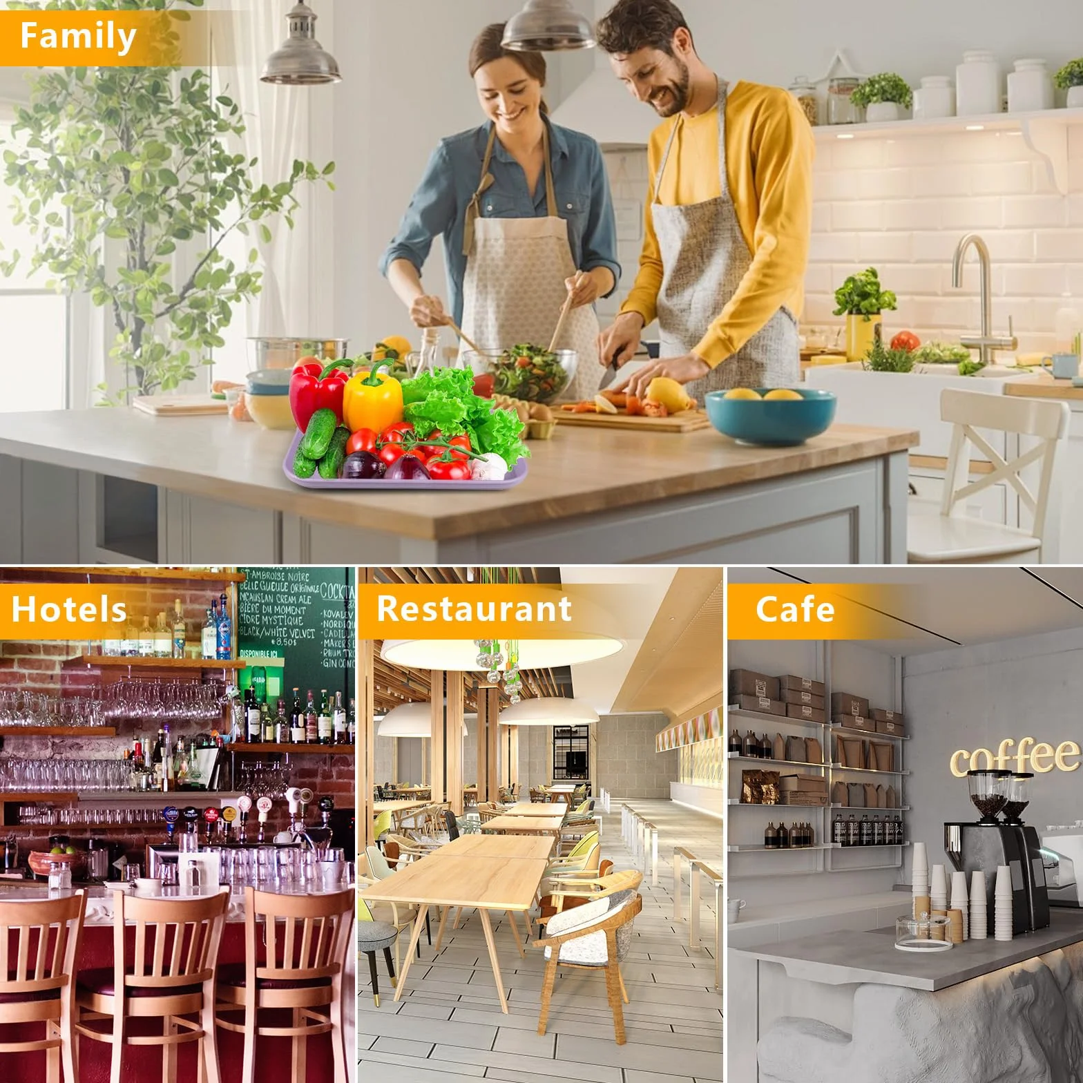 Generic Mała tacka do serwowania, 4 tace śniadaniowe, mała taca, do restauracji, kawiarni, kuchni, na imprezę (różowa, niebieska, żółta, fioletowa)