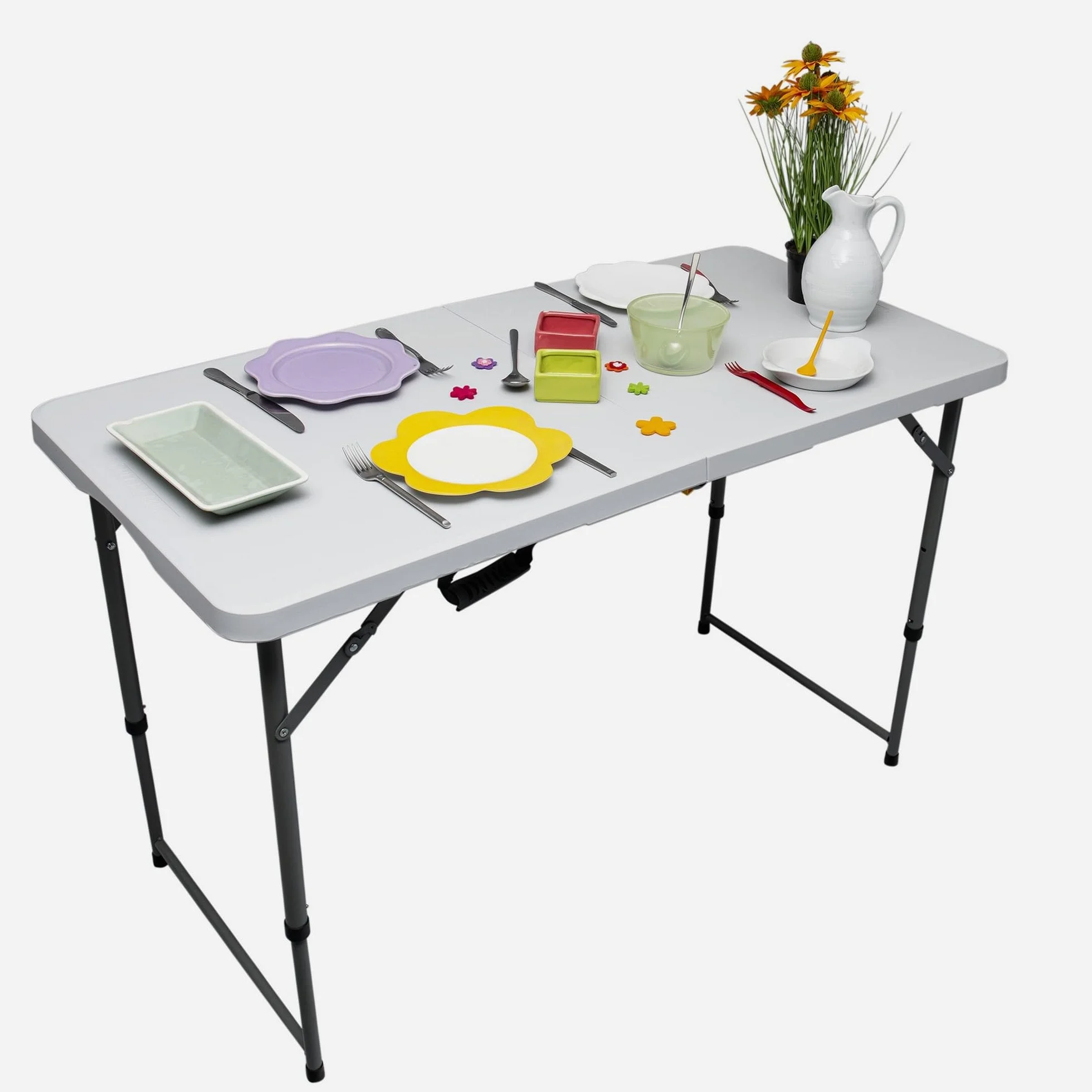WERKA PRO Prostokątny składany stół z regulowanymi nogami 120x60x74cm