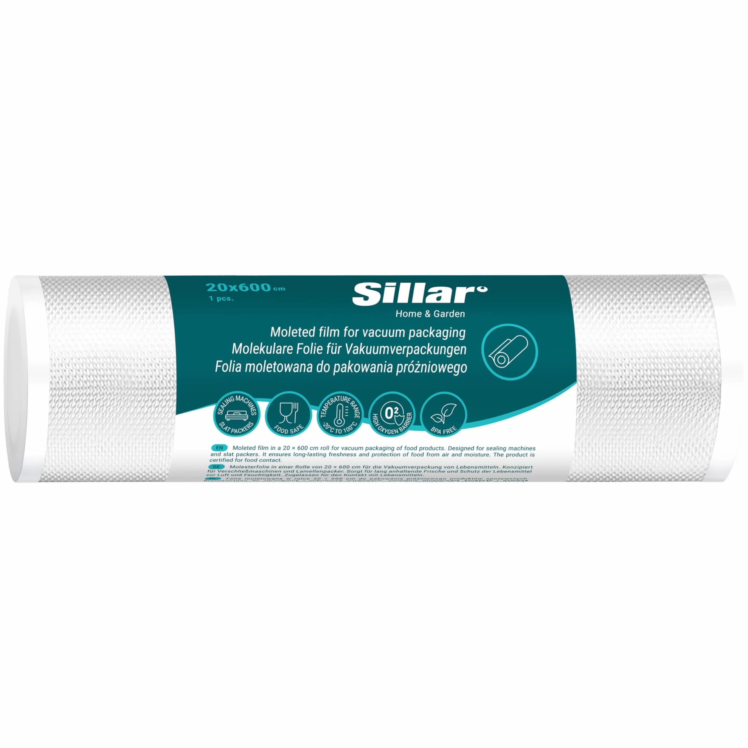 Sillar Worki do pakowania próżniowego 2 rolki 20 x 600 cm folia próżniowa nie zawiera BPA moletowana