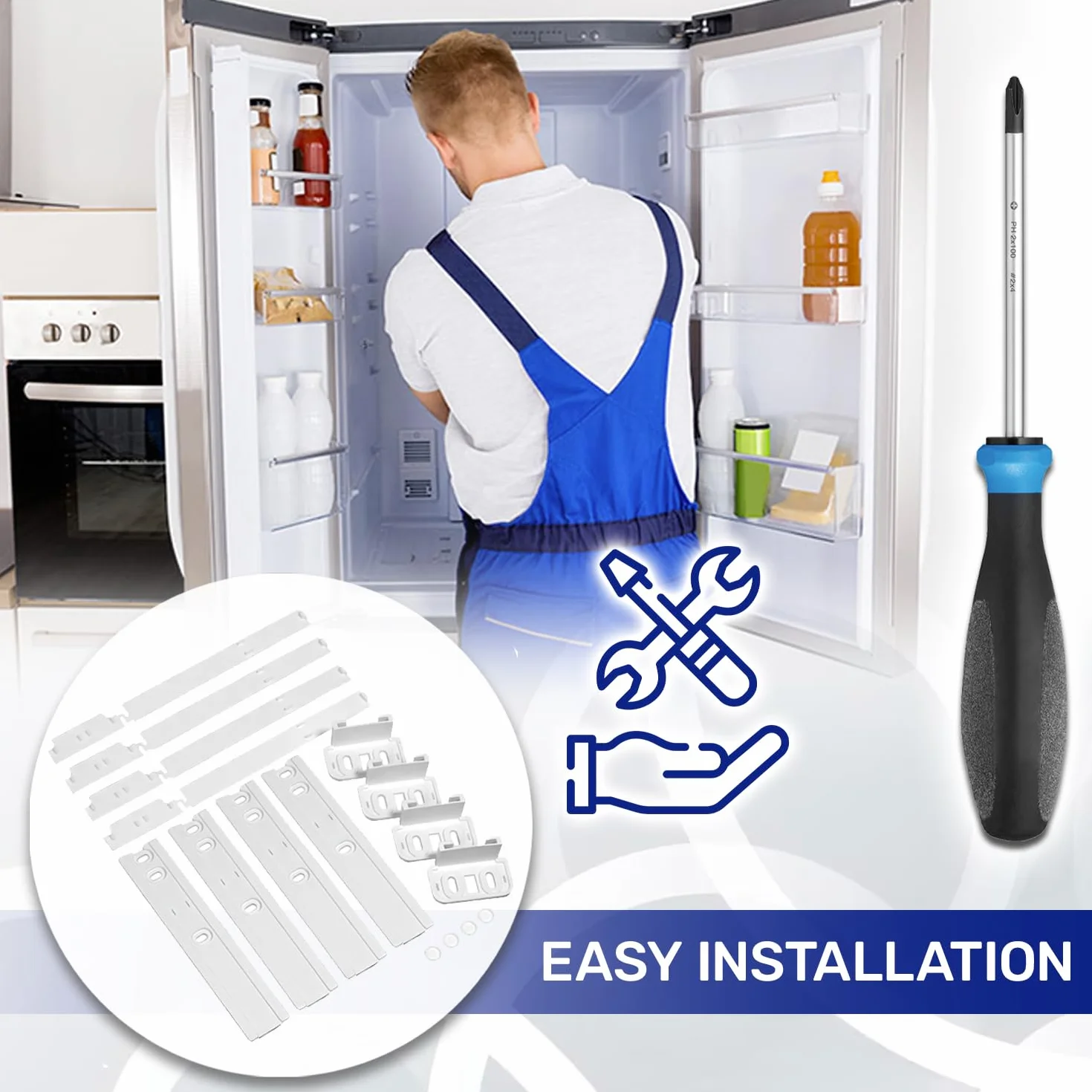 4 zestawy Przewodnik drzwi przesuwnych do drzwi wpuszczanych do lodówki i zamrażarki z oryginalnym kodem C00312150 481231019131 dla Whirlpool dla Fagor for Indesit - 10-letnia gwarancja - MONTERAL