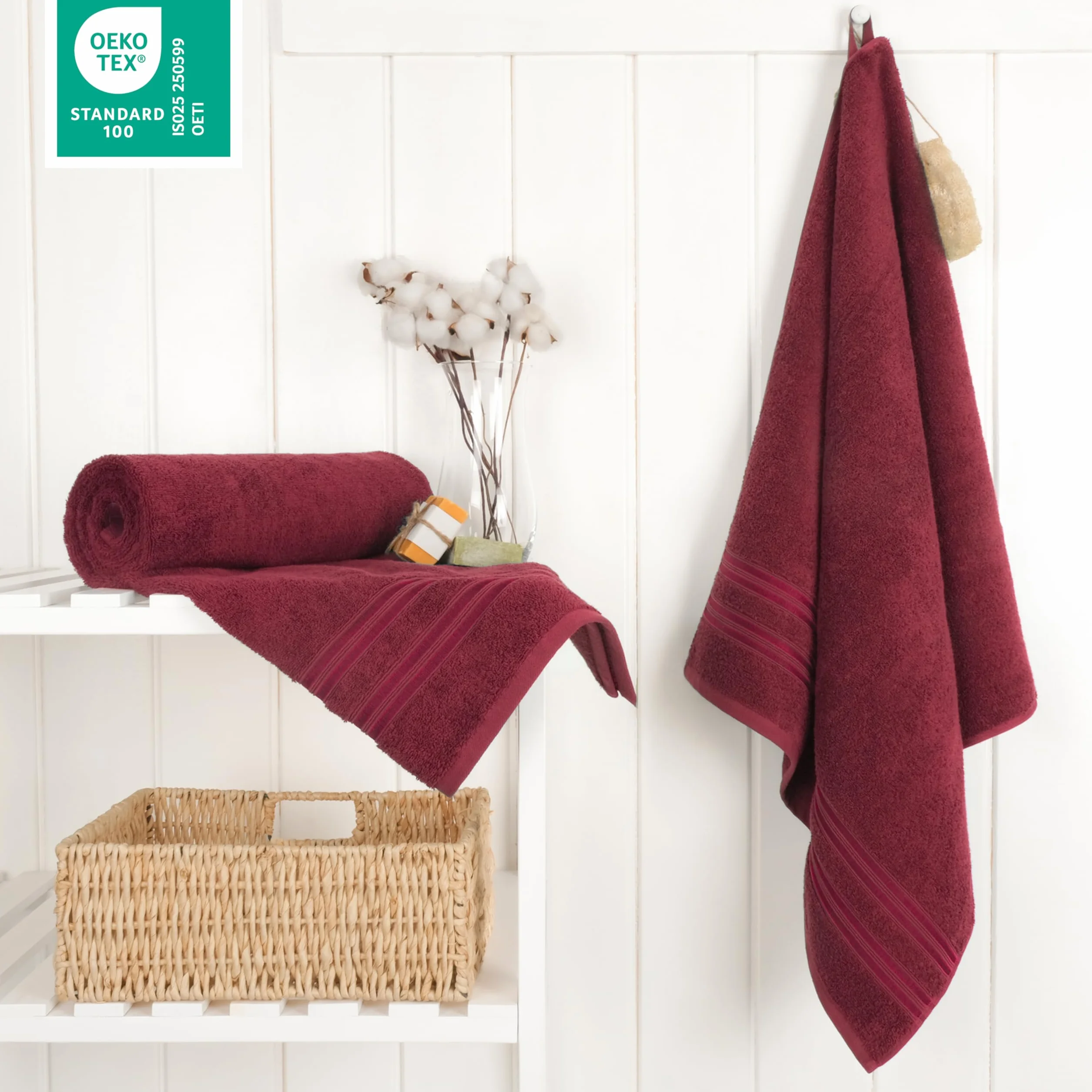 Hammetex Ręczniki Kąpielowe 2-pak 70x140 cm – 100% Bawełna Frotté – Certyfikat OEKO-TEX – Miękkie, Chłonne – z Zawieszką, Czerwony