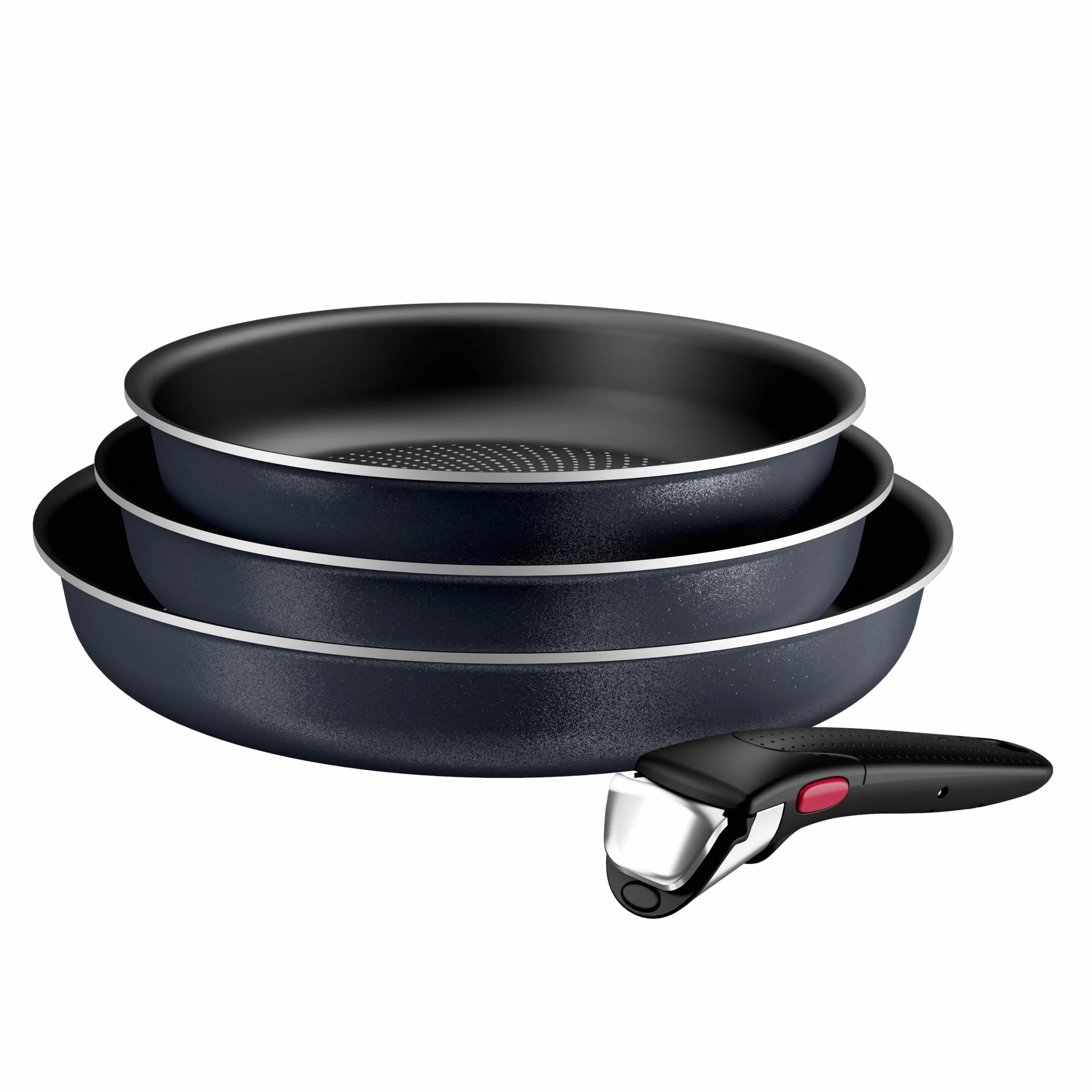 Tefal Ingenio Enjoy zestaw 3 patelni 22/24/28 cm z uchwytem, indukcyjny, nieprzywierający, tytanowy, Thermo-Signal