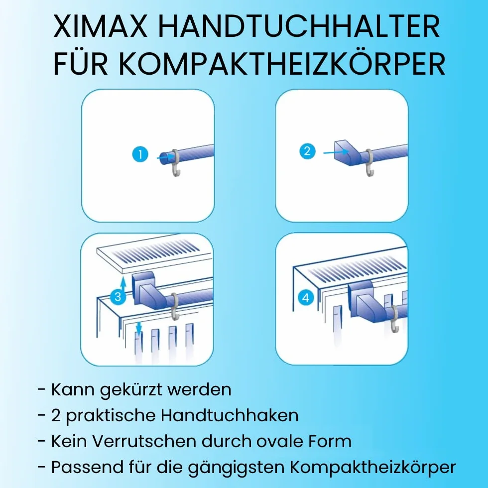 Ximax 302 wieszak na ręczniki do grzejnika dwupanelowego 800 mm biały