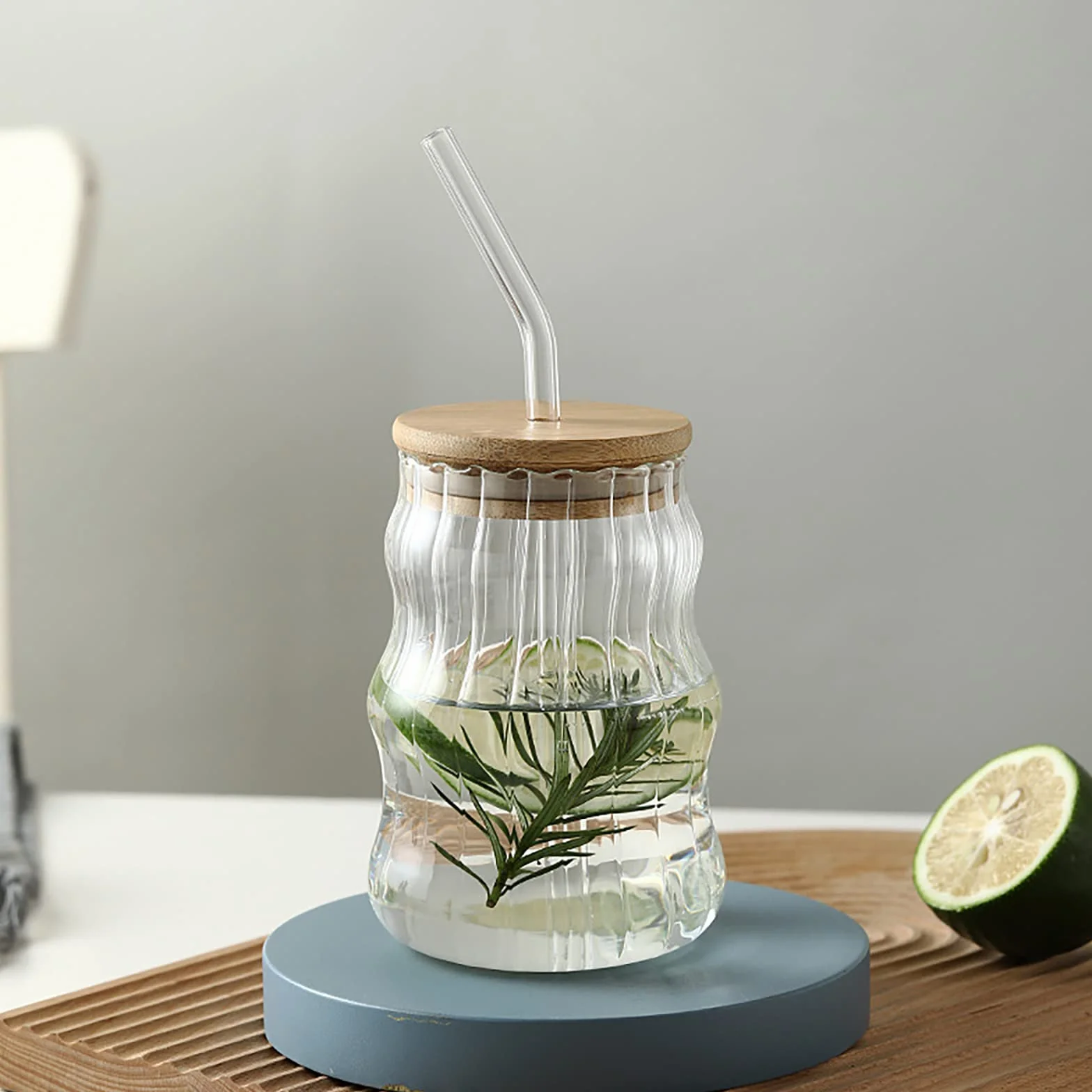 Szklane kubki z pokrywkami i słomkami, 500 ml, szklany kubek z pokrywką i słomką, szklanki do kawy mrożonej, nowoczesne szklanki do smoothie do whisky, napojów gazowanych, herbaty, A 1