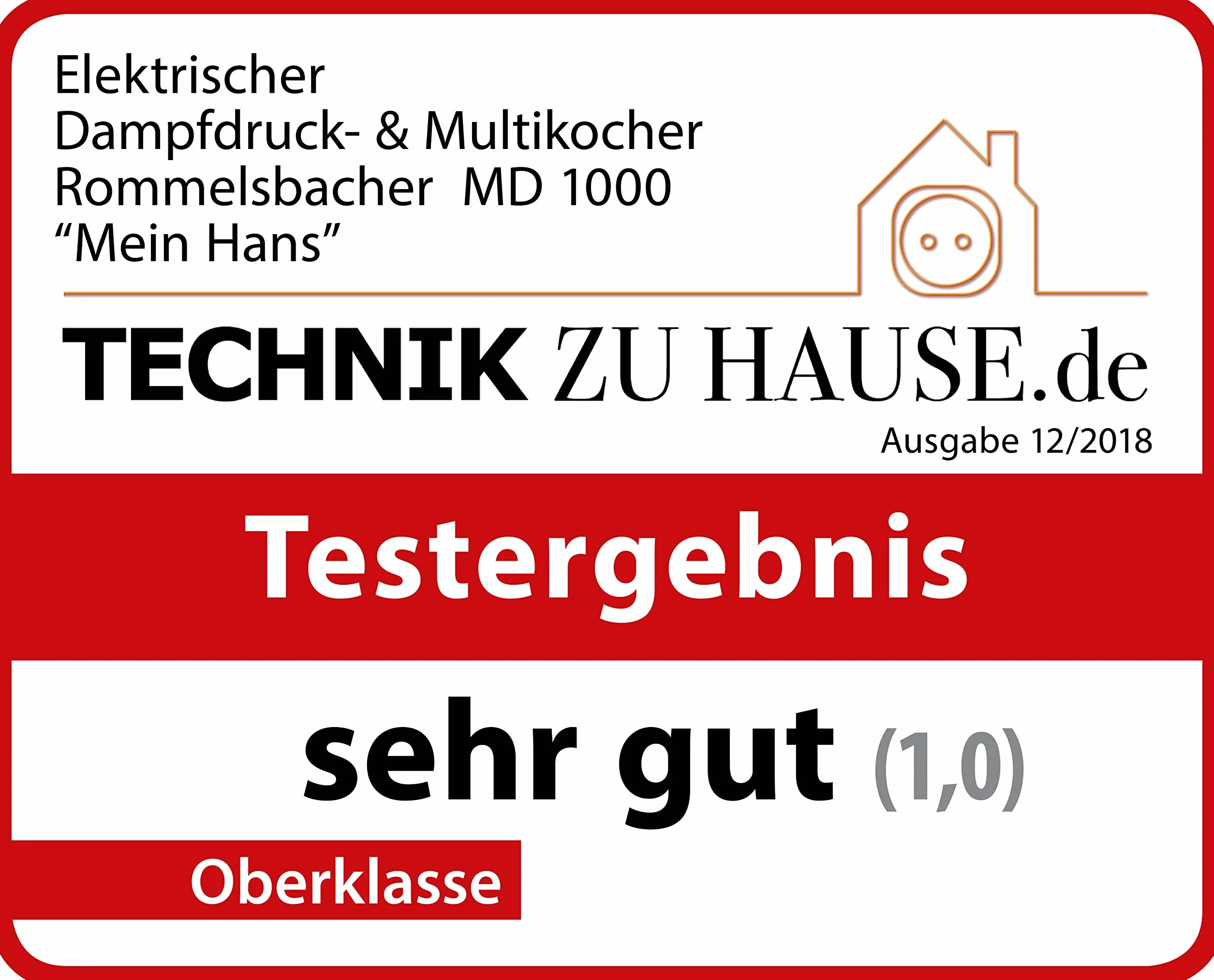 ROMMELSBACHER MD 1000 MeinHans elektryczny ciśnieniomierz parowy – oryginał – 14 automatycznych programów, regulacja w zakresie od 40°C do 170°C, 2 poziomy ciśnienia pary, garnek 6 litrów z powłoką