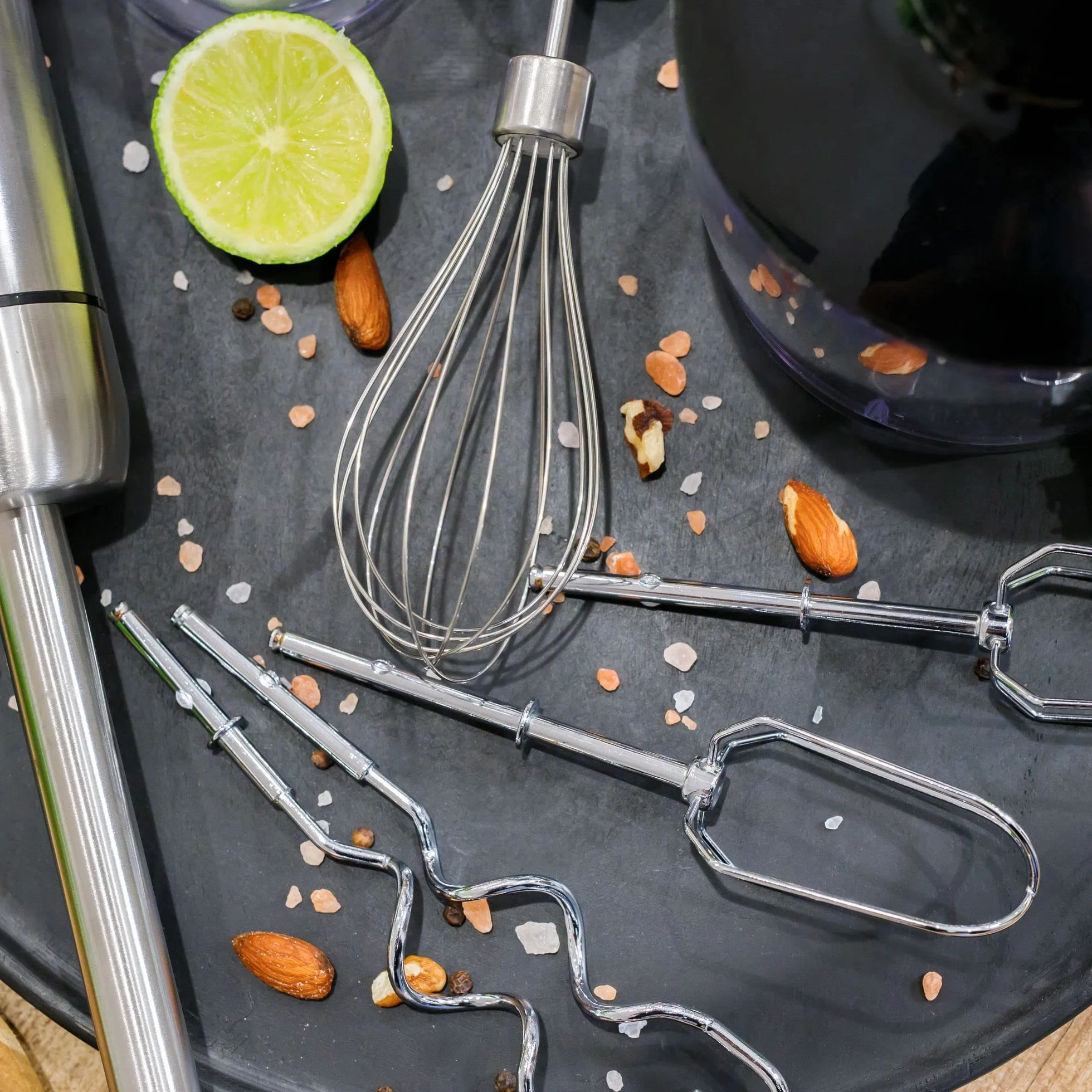 Lehmann Chowmei Blender ręczny zestaw 1200 W, Blender immersyjny z funkcją turbo i regulacją prędkości, elektryczny wielofunkcyjny blender ręczny, w zestawie 6-częściowy zestaw akcesoriów