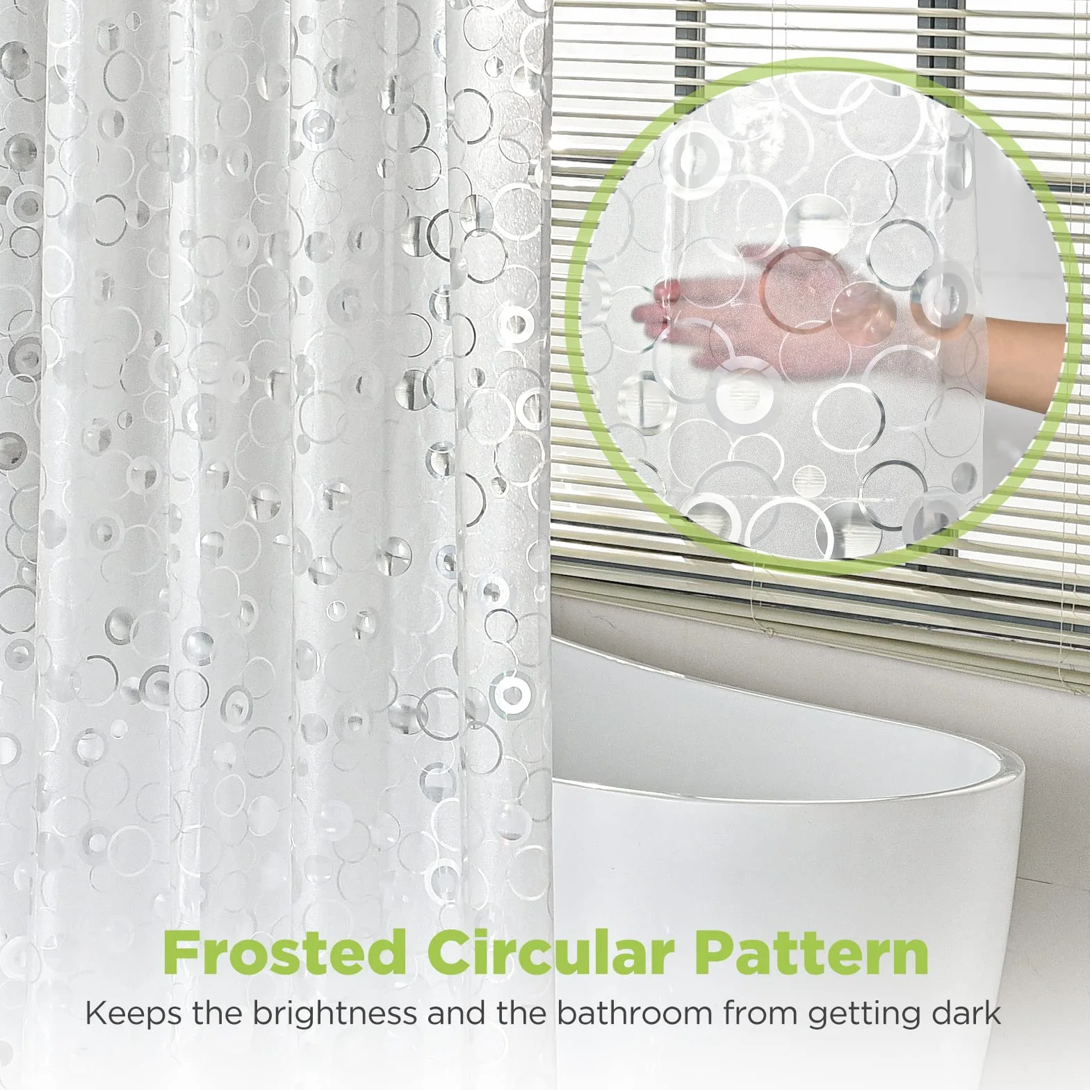 OTraki Zasłona prysznicowa 240 x 200 cm, półprzezroczysta, wodoodporna, odporna na pleśń, 0,18 mm, gruba, matowa, łazienkowa z 16 haczykami do wanny Shower Curtain