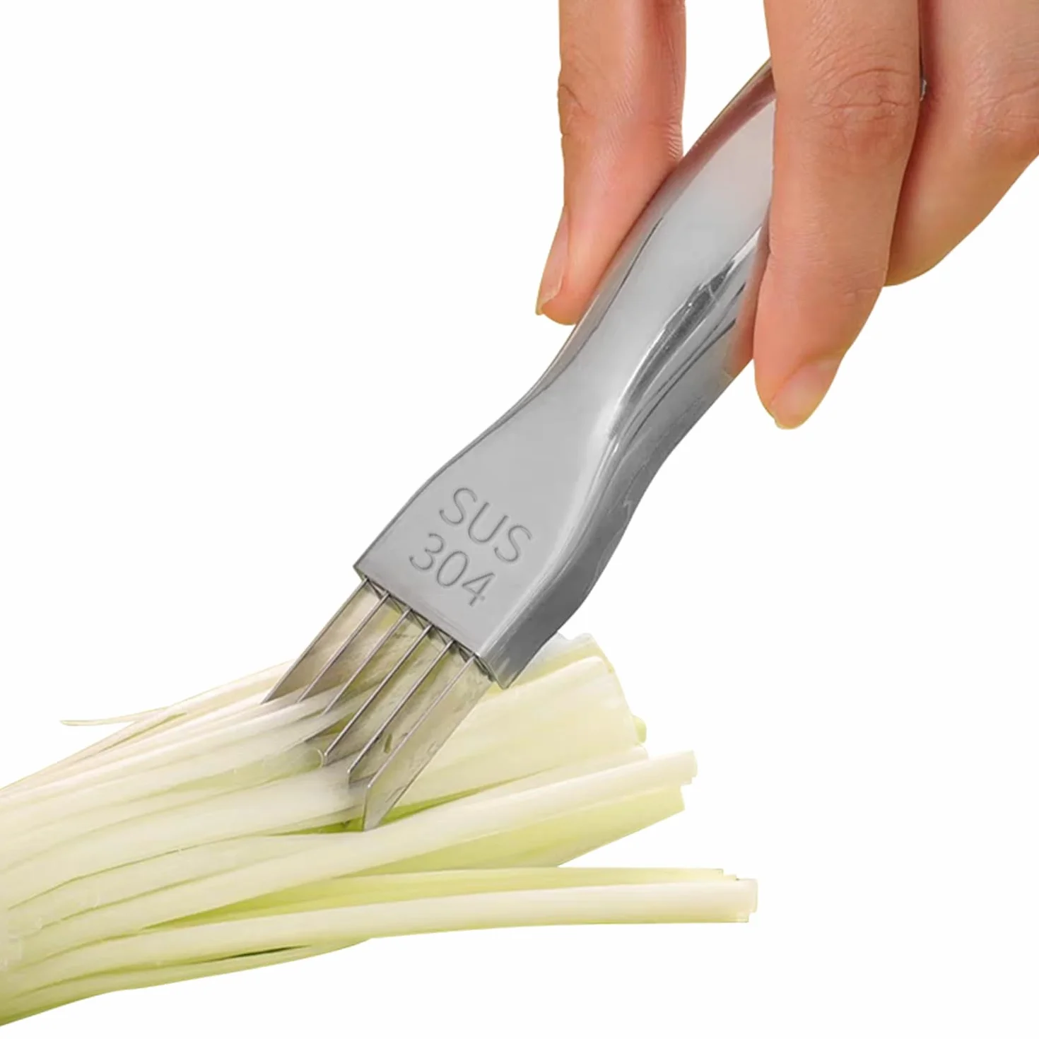 Tissting Scallion Slicer 304 szatkownica do warzyw, 16 cm długości, ozdoba ogórków z 6 ostrzami, siekacz do warzyw, cebuli, marchwi, ziemniaków