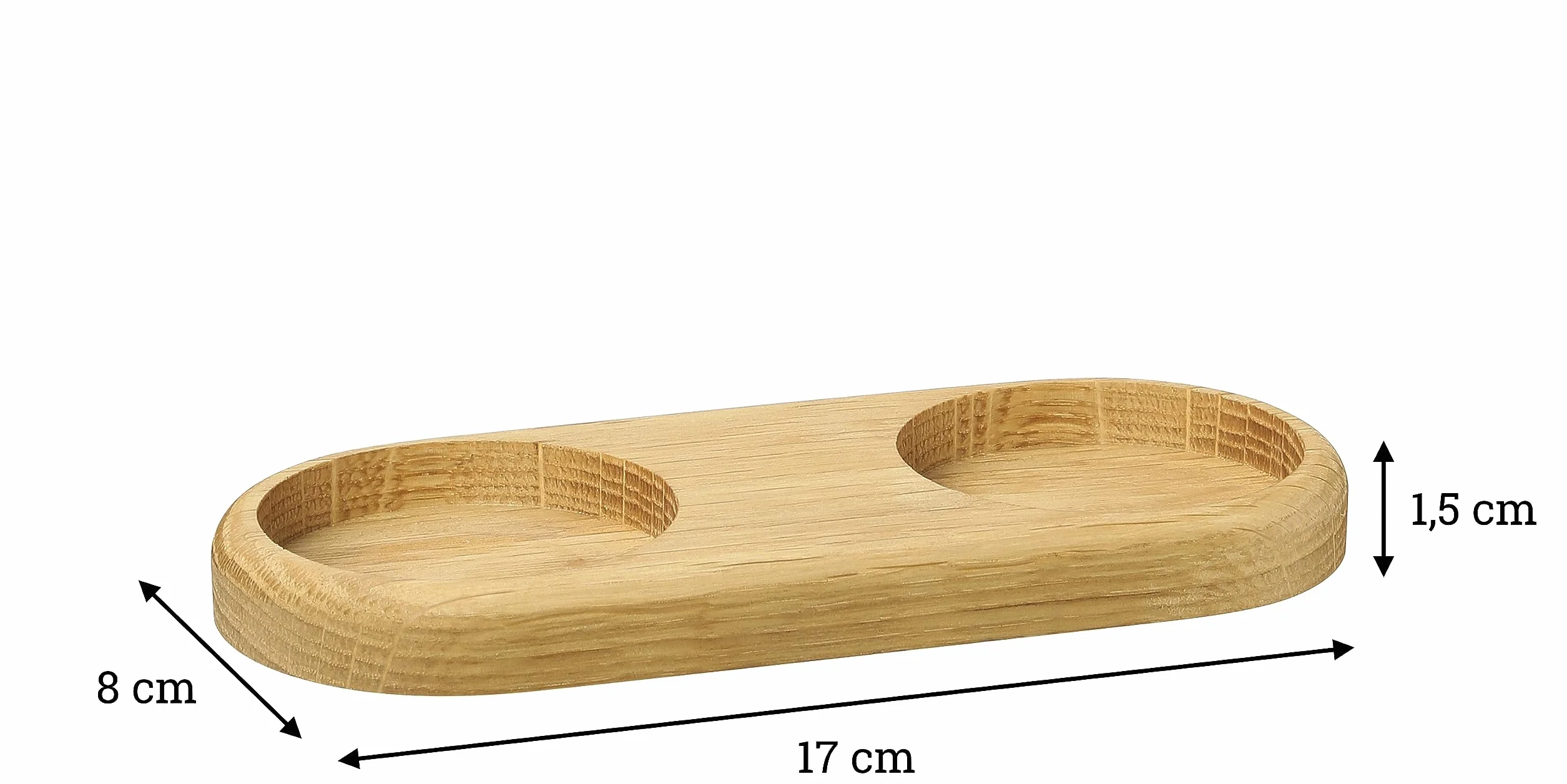 Zassenhaus Podstawka pod młynki z drewna dębowego na 2 młynki | pasuje do młynków o średnicy do 6 cm | 17 x 8 x 1,5 cm
