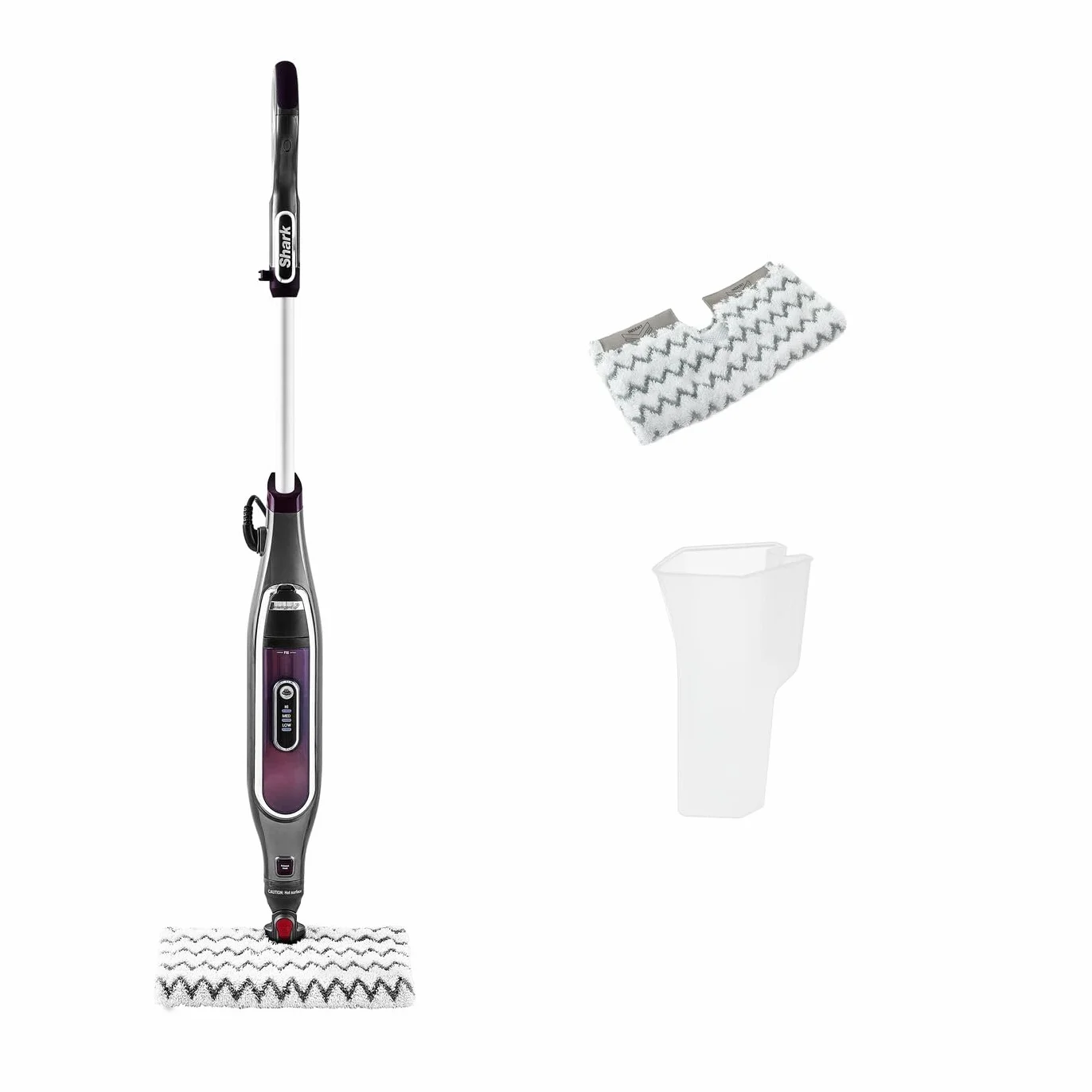 Shark Automatic Klik n' Flip Mop parowy do twardych podłóg z kontrolą pary, funkcją Steam Blaster, 2 nakładki czyszczące które można prać, pojemnik na wodę 350ml, kabel 6 m, szaro/bordowy S6003EU