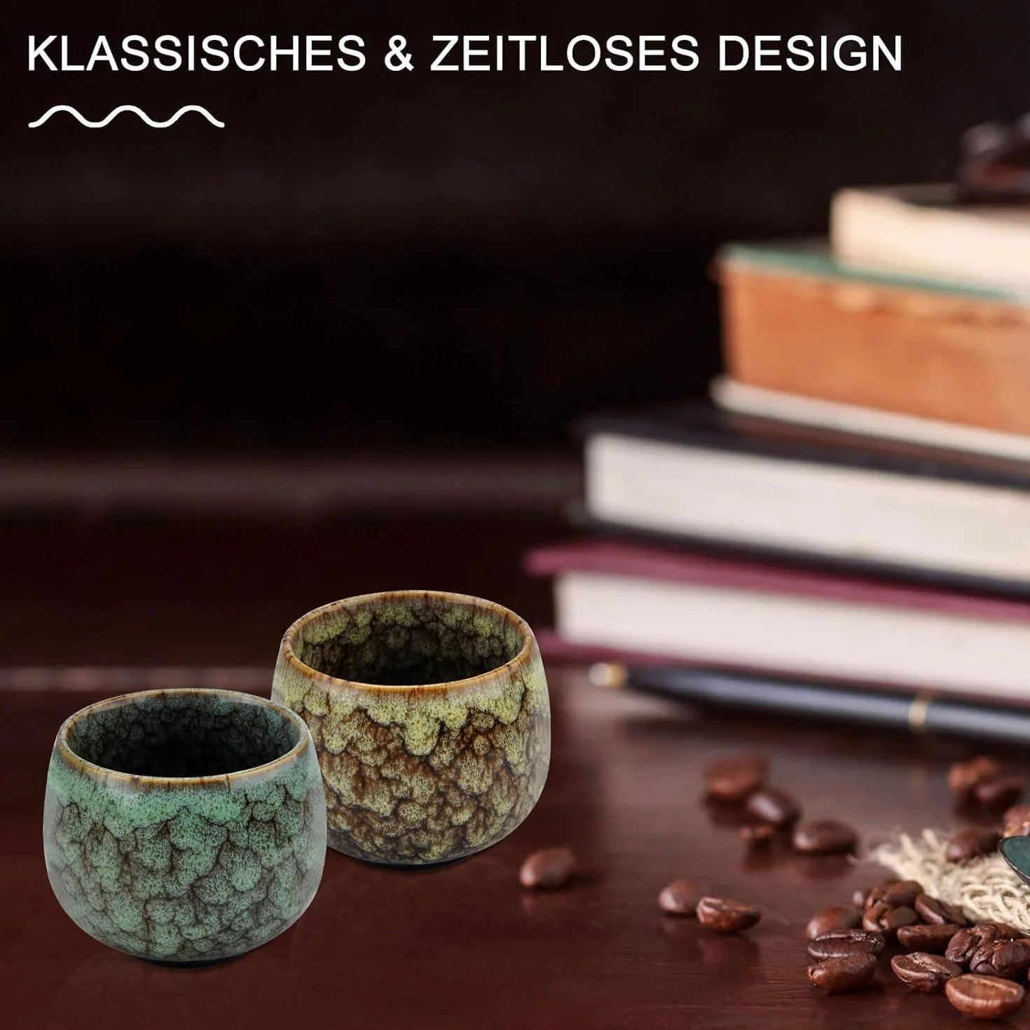Zestaw 5 filiżanek do espresso, 130 ml, ceramiczne, bez uchwytu, do cappuccino, japońskie filiżanki do herbaty, filiżanki do espresso i mokki, zestaw filiżanek do herbaty